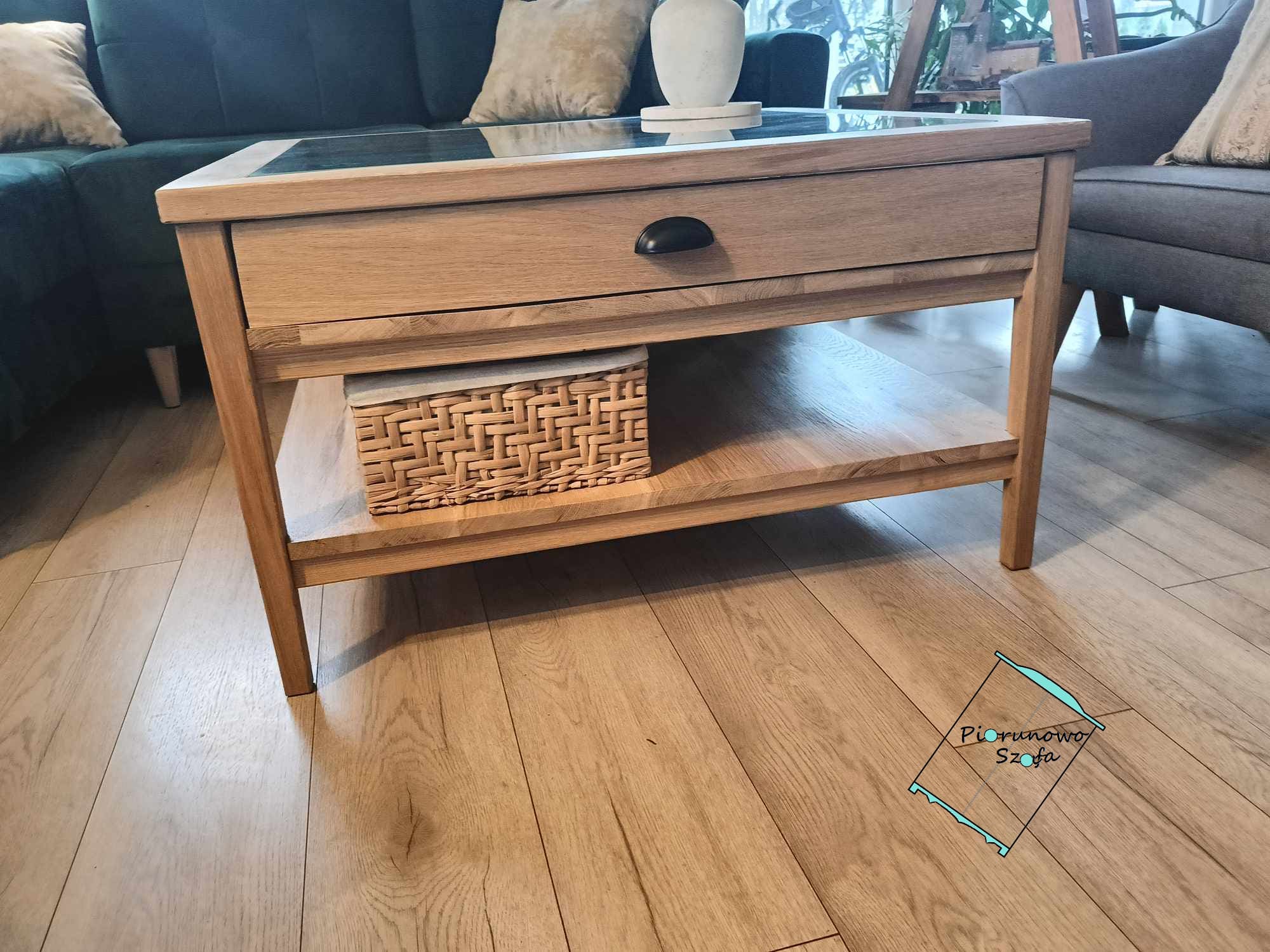 dębowy stolik kawowy drewniany retro