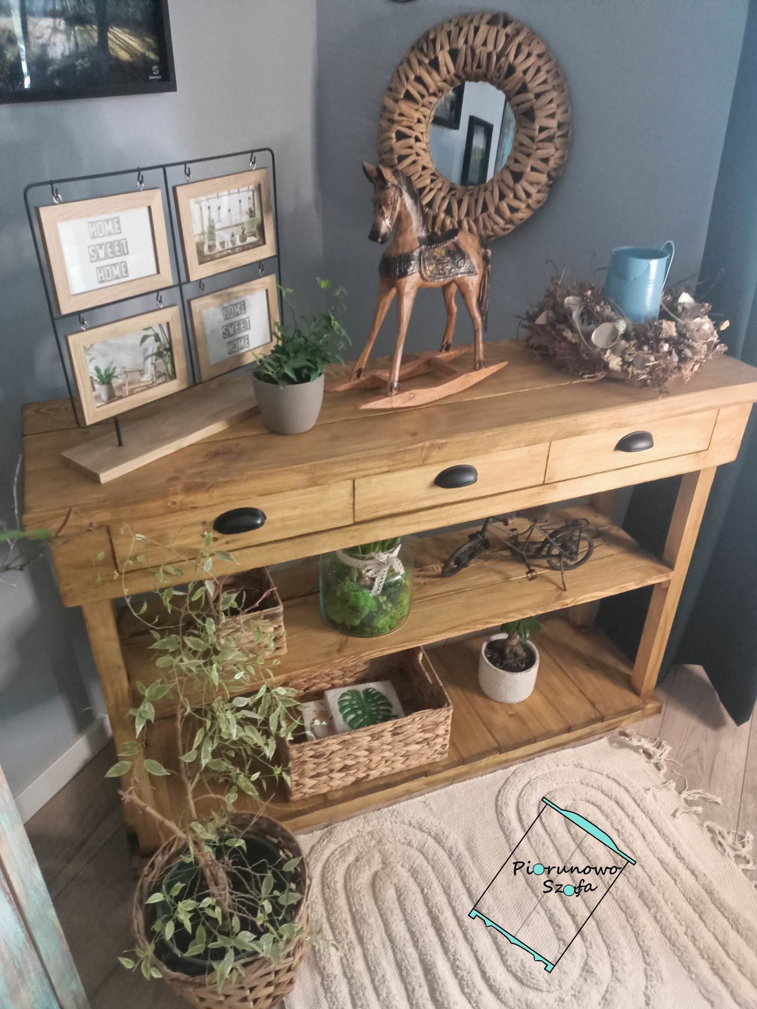 Regał z szufladami w stylu loft vintage