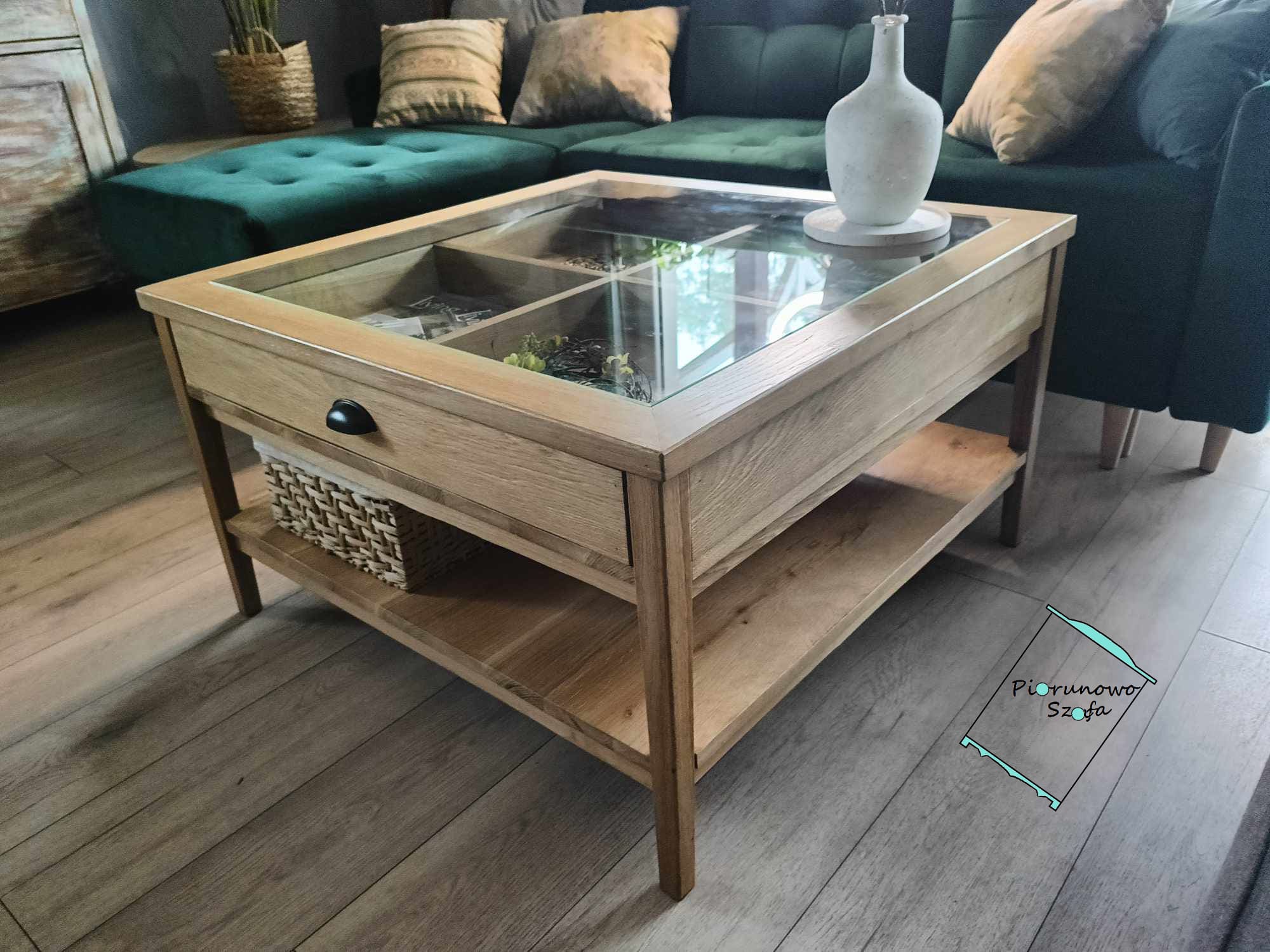 stolik kawowy dębowy drewno