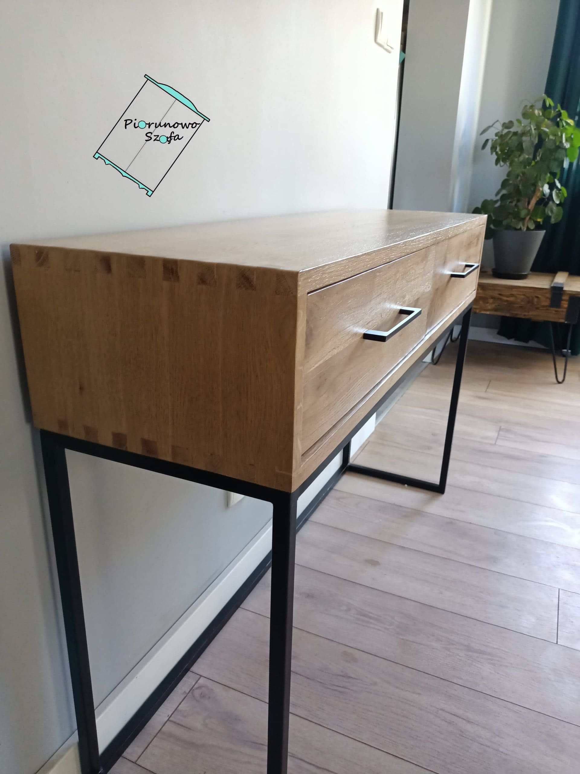 Konsola dębowa SEN z szufladami od Piorunowo Szafa