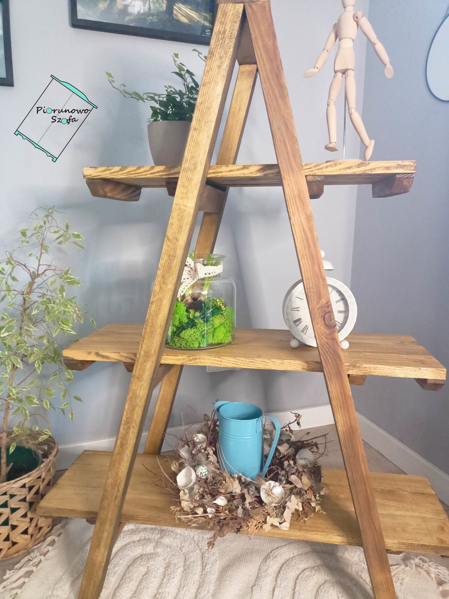 Regał, półka, drabinka, drewno 2