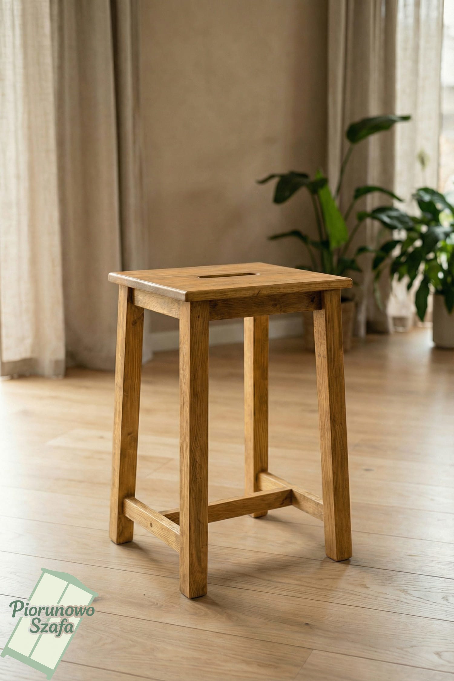 Drewniane krzesło, hoker, barowe retro