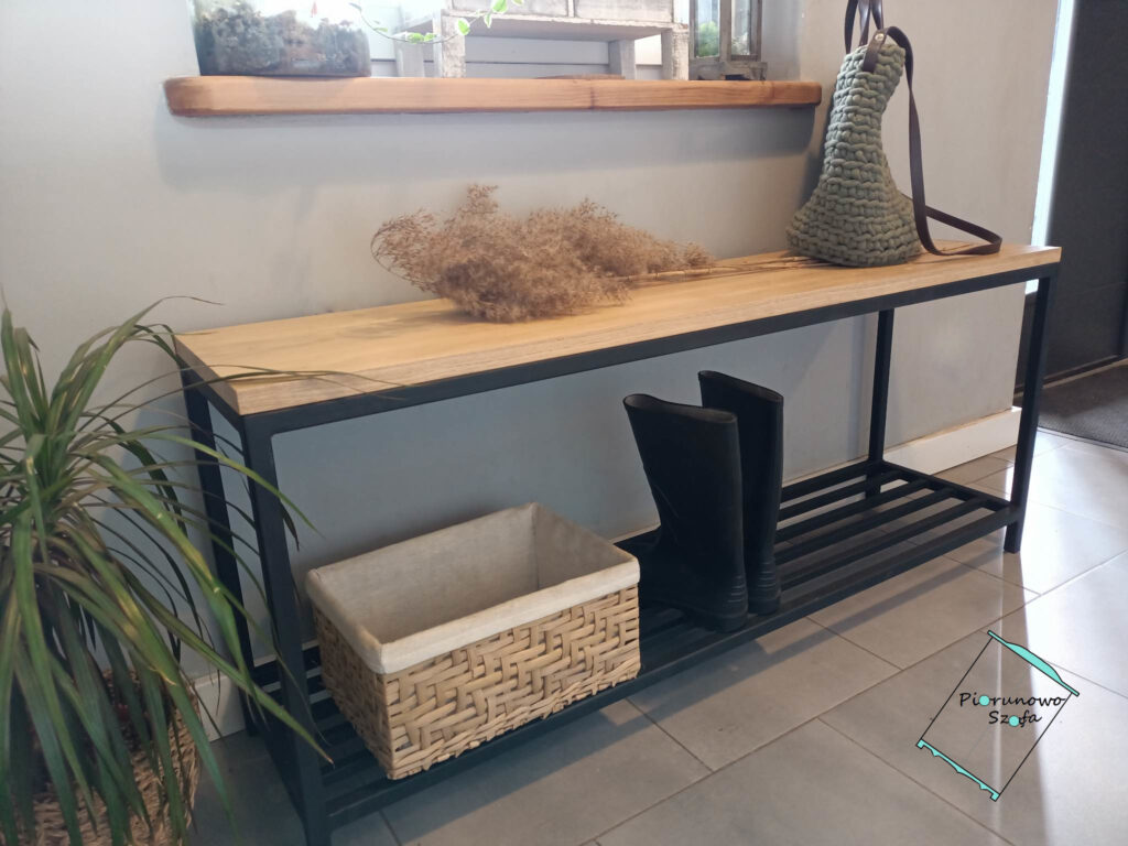 siedzisko loft na korytarz z miejscem na buty dąb metal