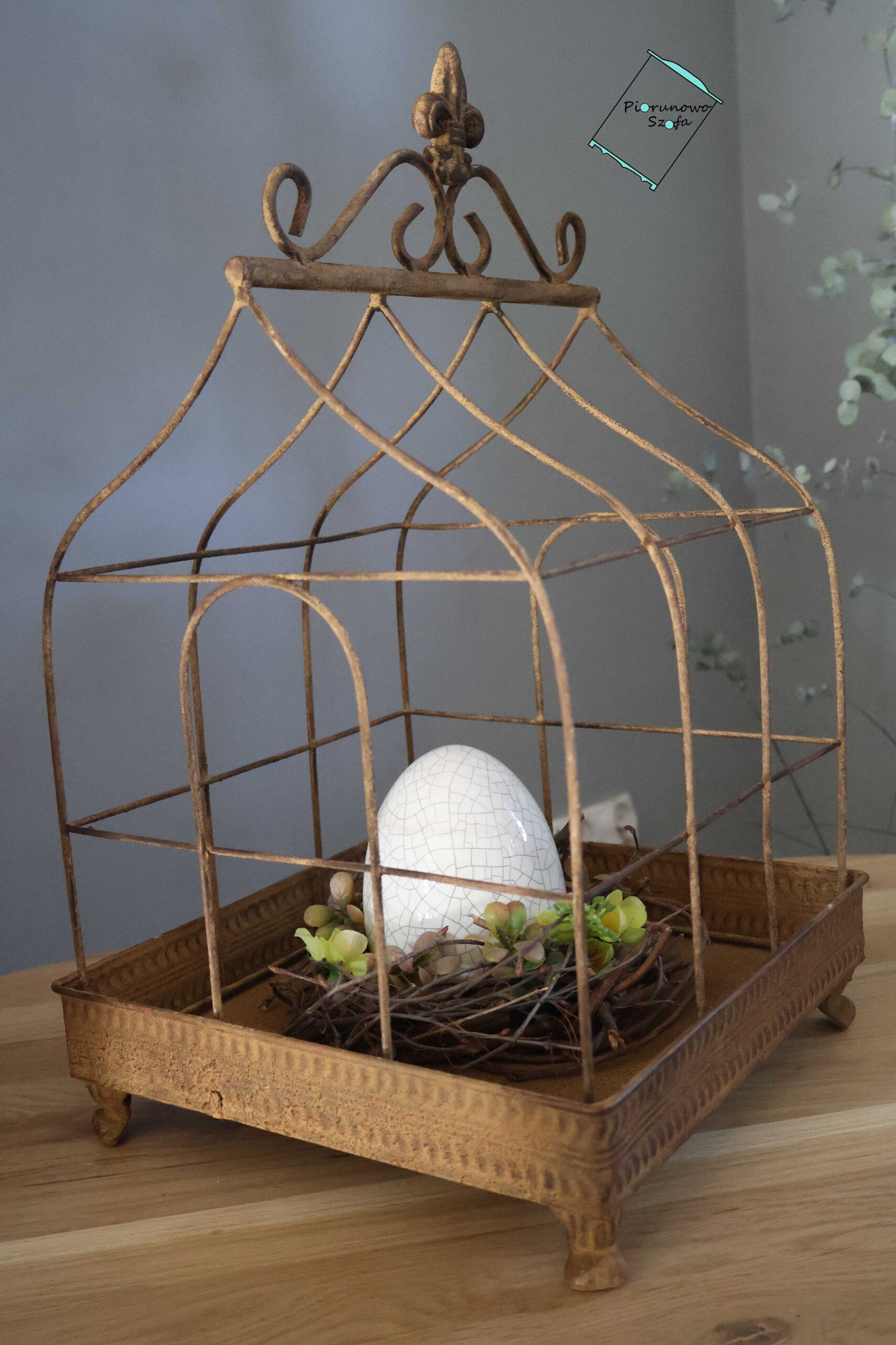 Dekoracyjna klatka metalowa rdzawa mała