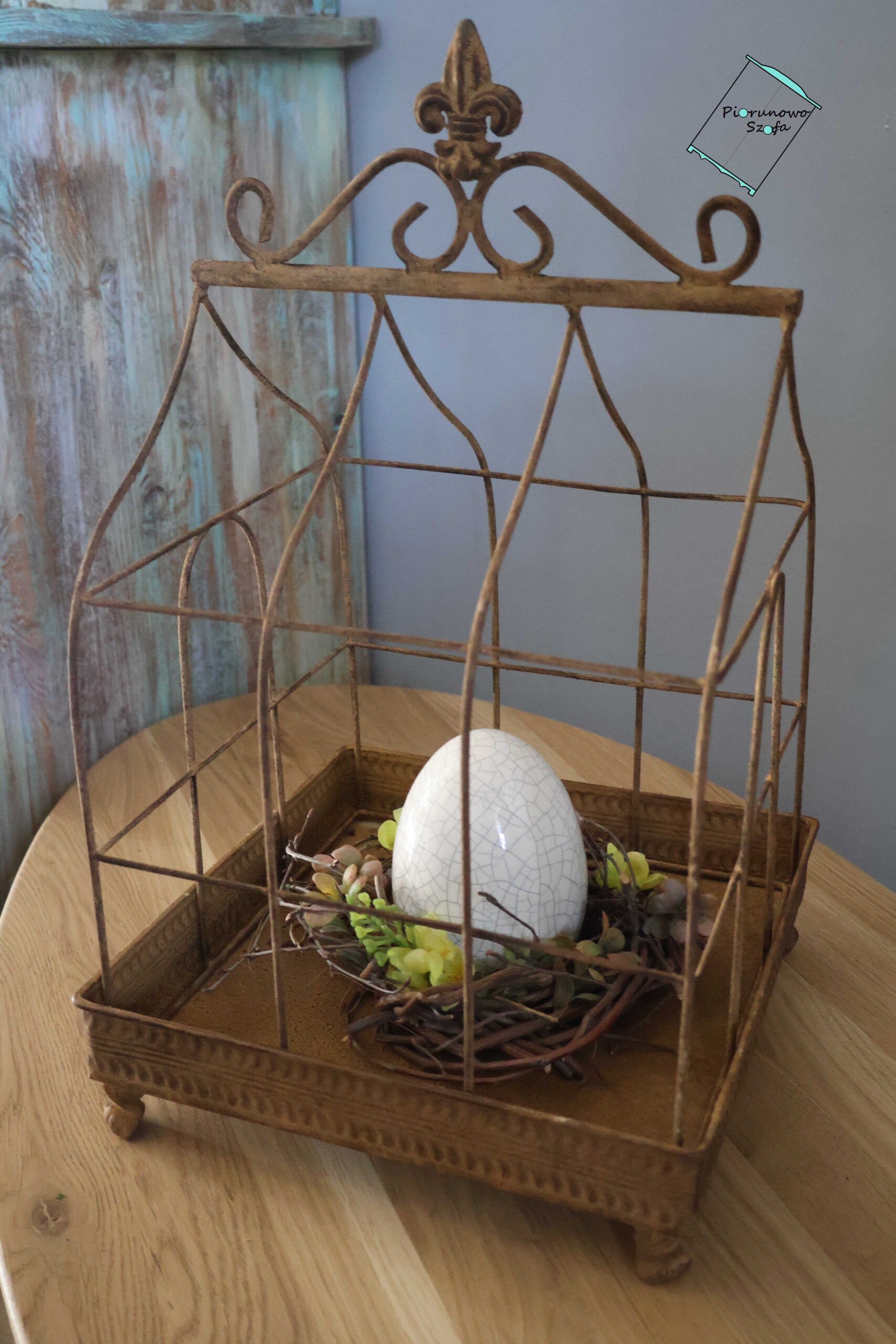 Dekoracyjna klatka metalowa rdzawa mała