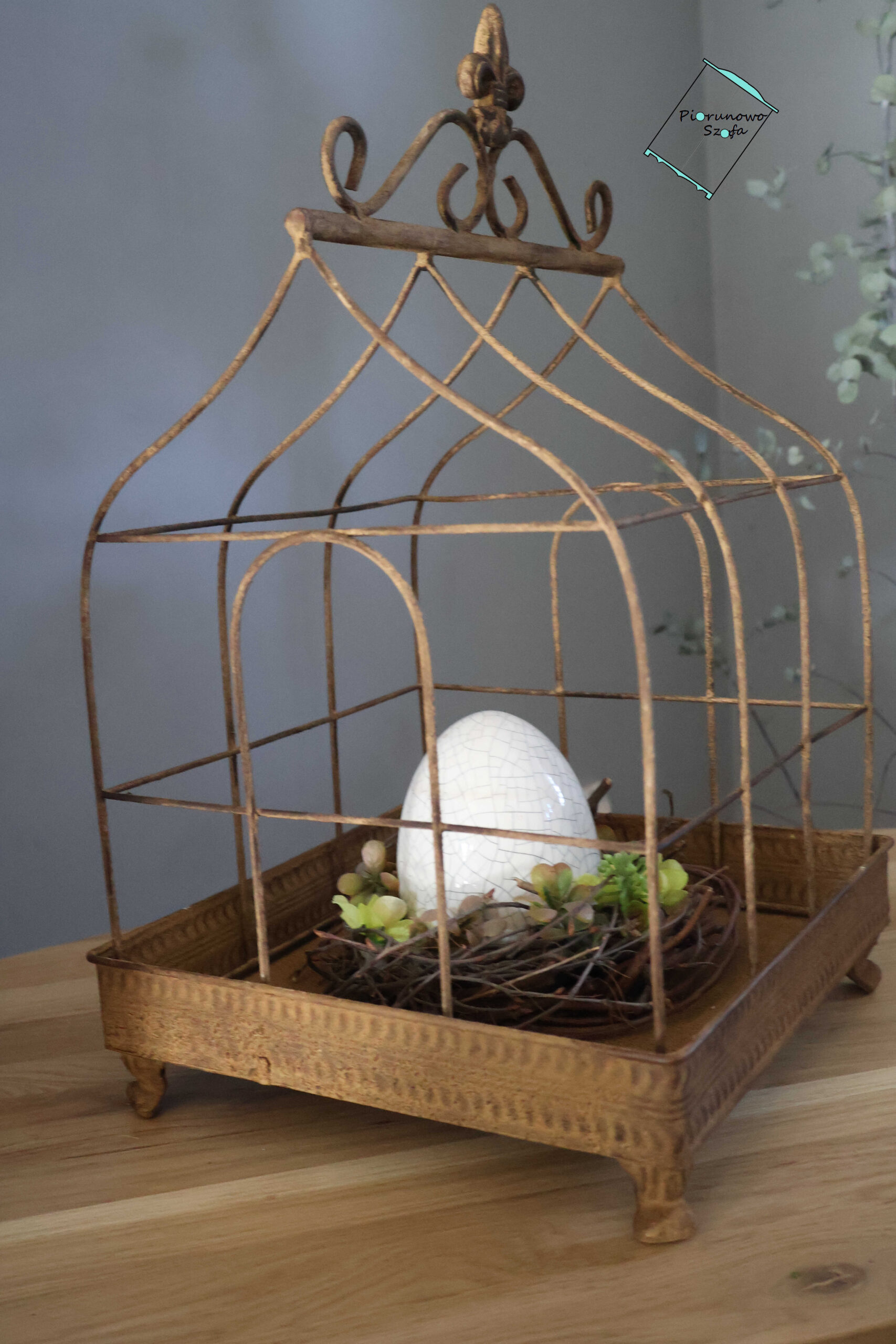 Dekoracyjna klatka metalowa rdzawa mała