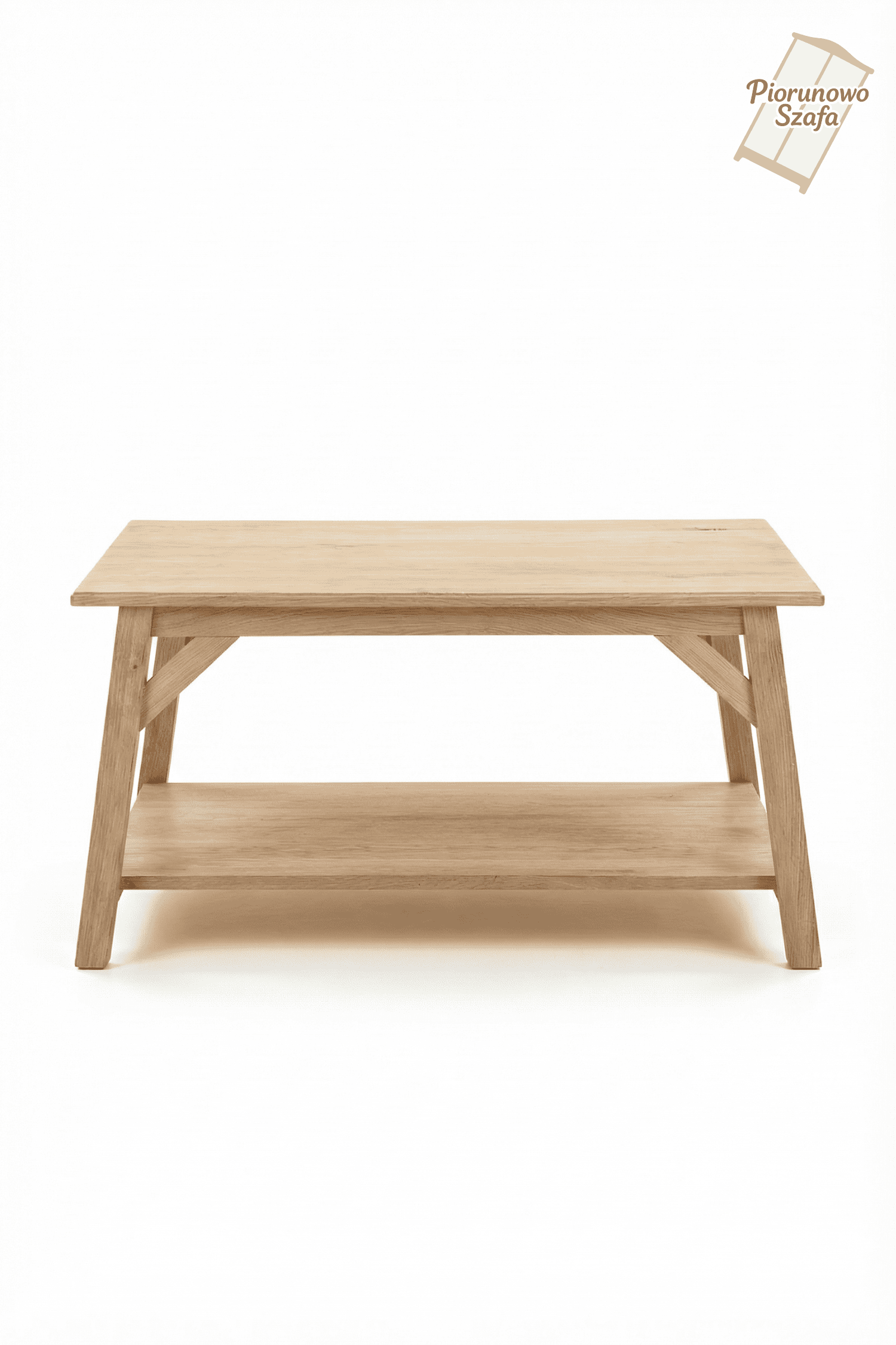 Drewniany stolik kawowy z półką – styl rustykalny do salonu