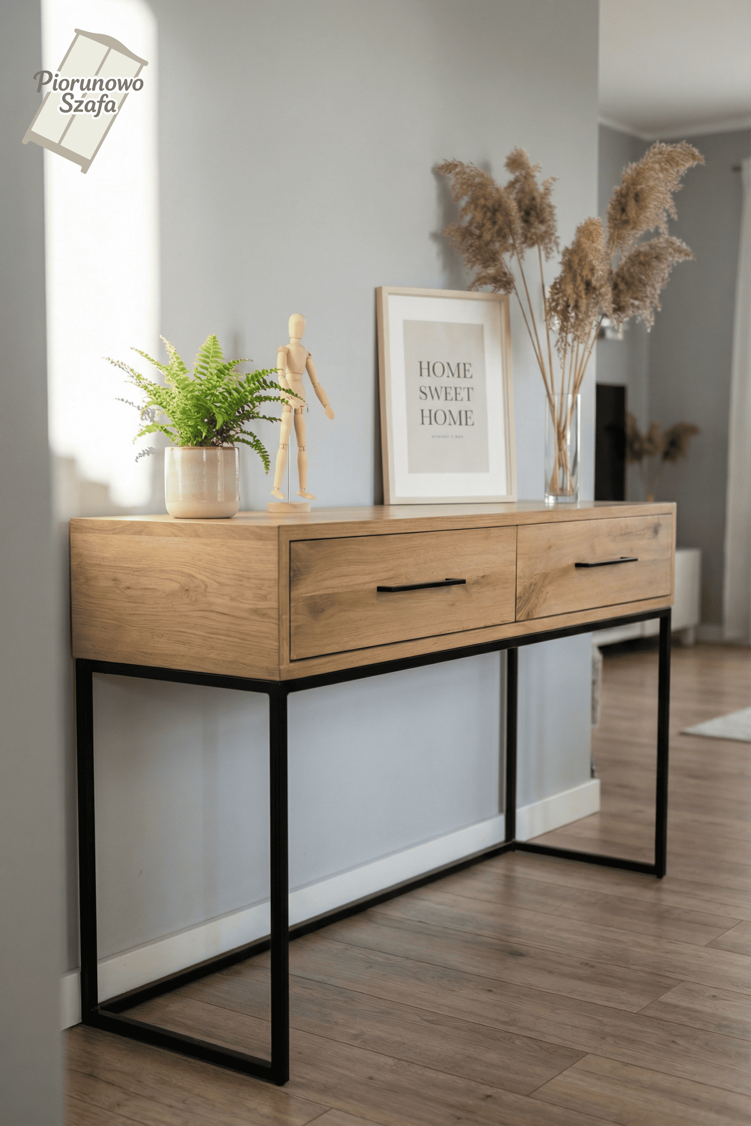 Sen – Dębowa konsola z szufladami