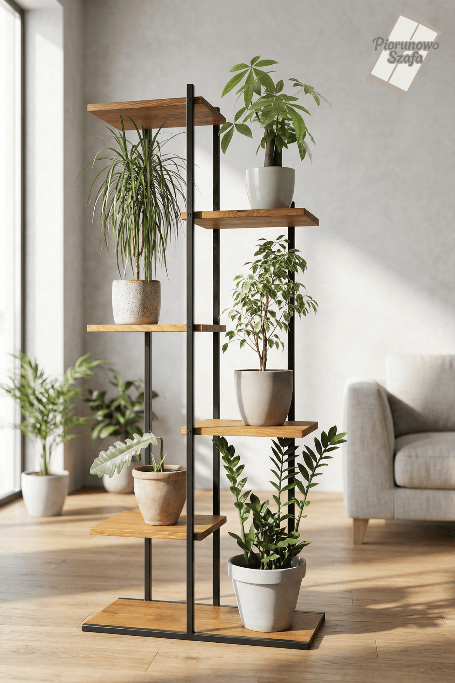 Kwietnik stojący metalowy 6 poziomów