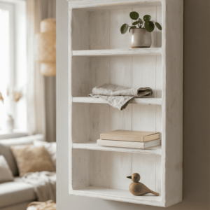 Rustykalna biała półka ścienna – styl vintage