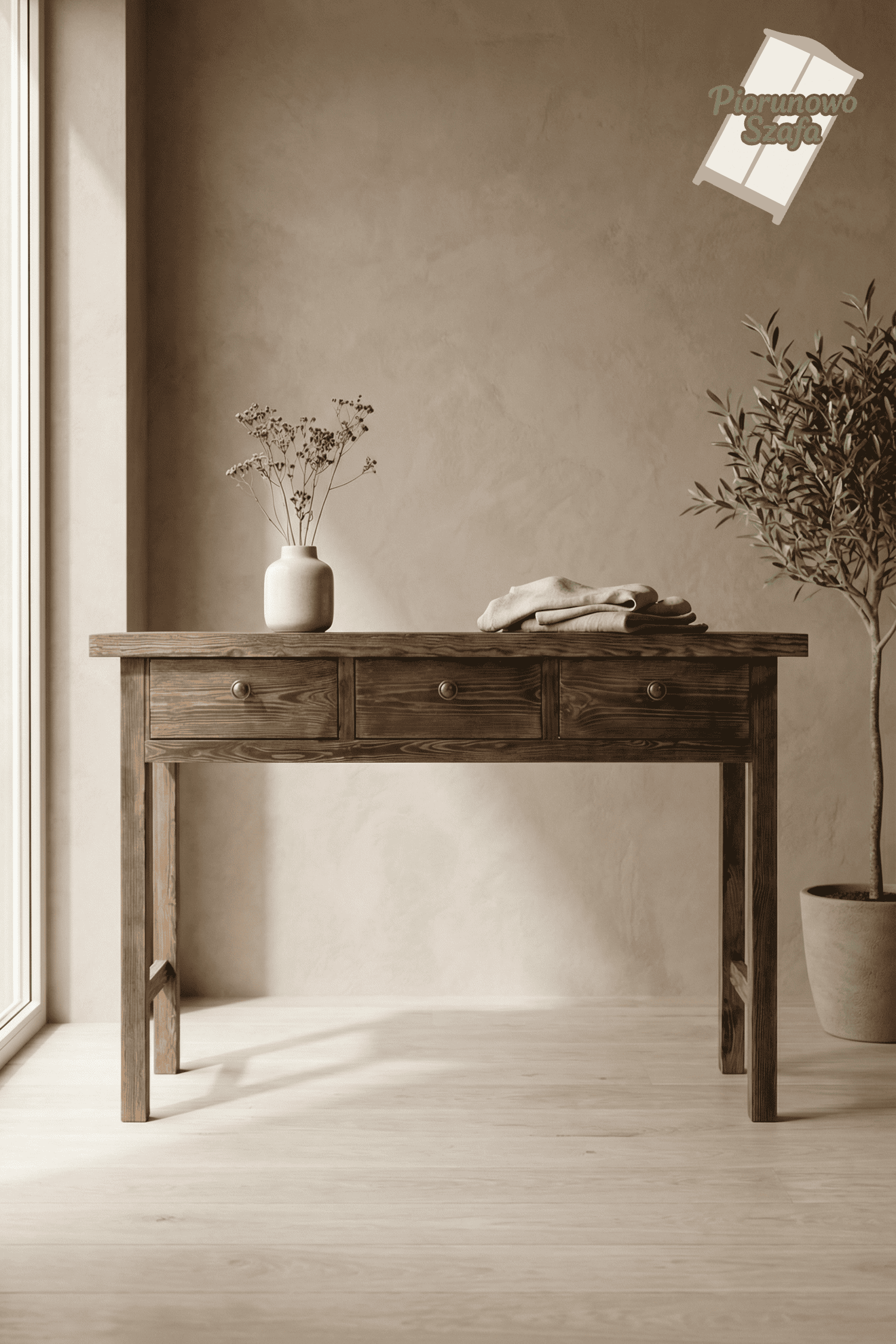 Komoda, Regał, retro Vintage 3 szuflady ciemny orzech