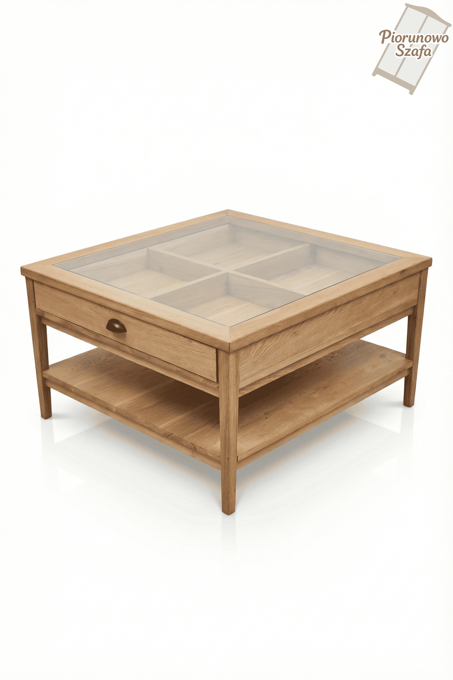 Stolik kawowy drewniany, dębowy lakierowany w stylu retro