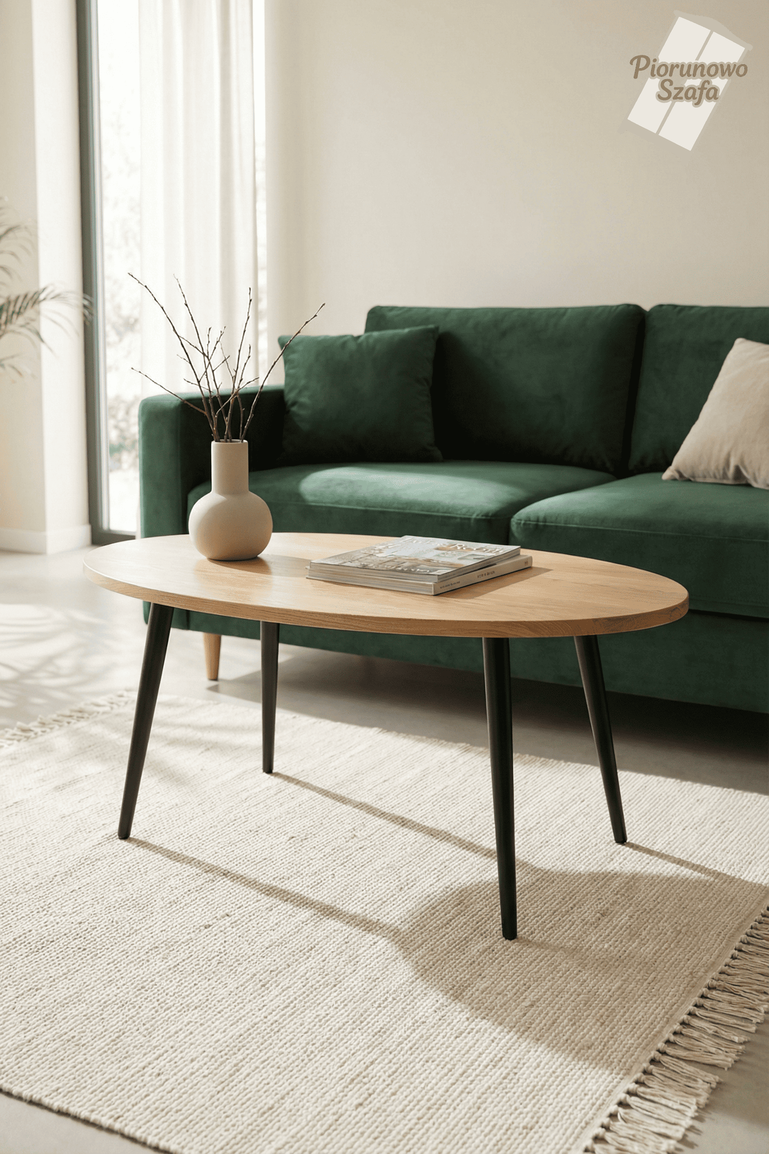 Nowoczesny stolik kawowy owalny jajo lity dąb