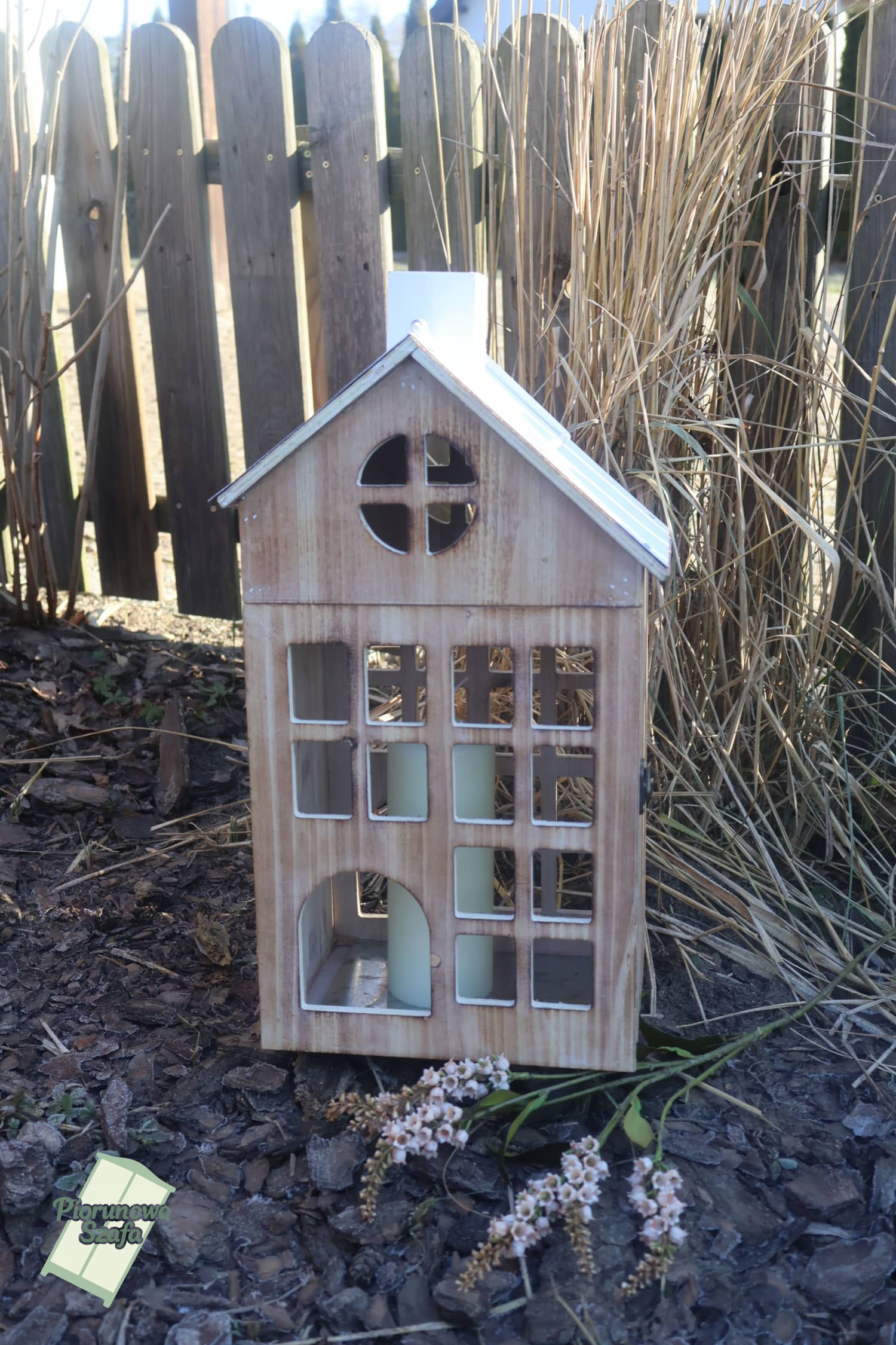 Lampion drewniany domek XL