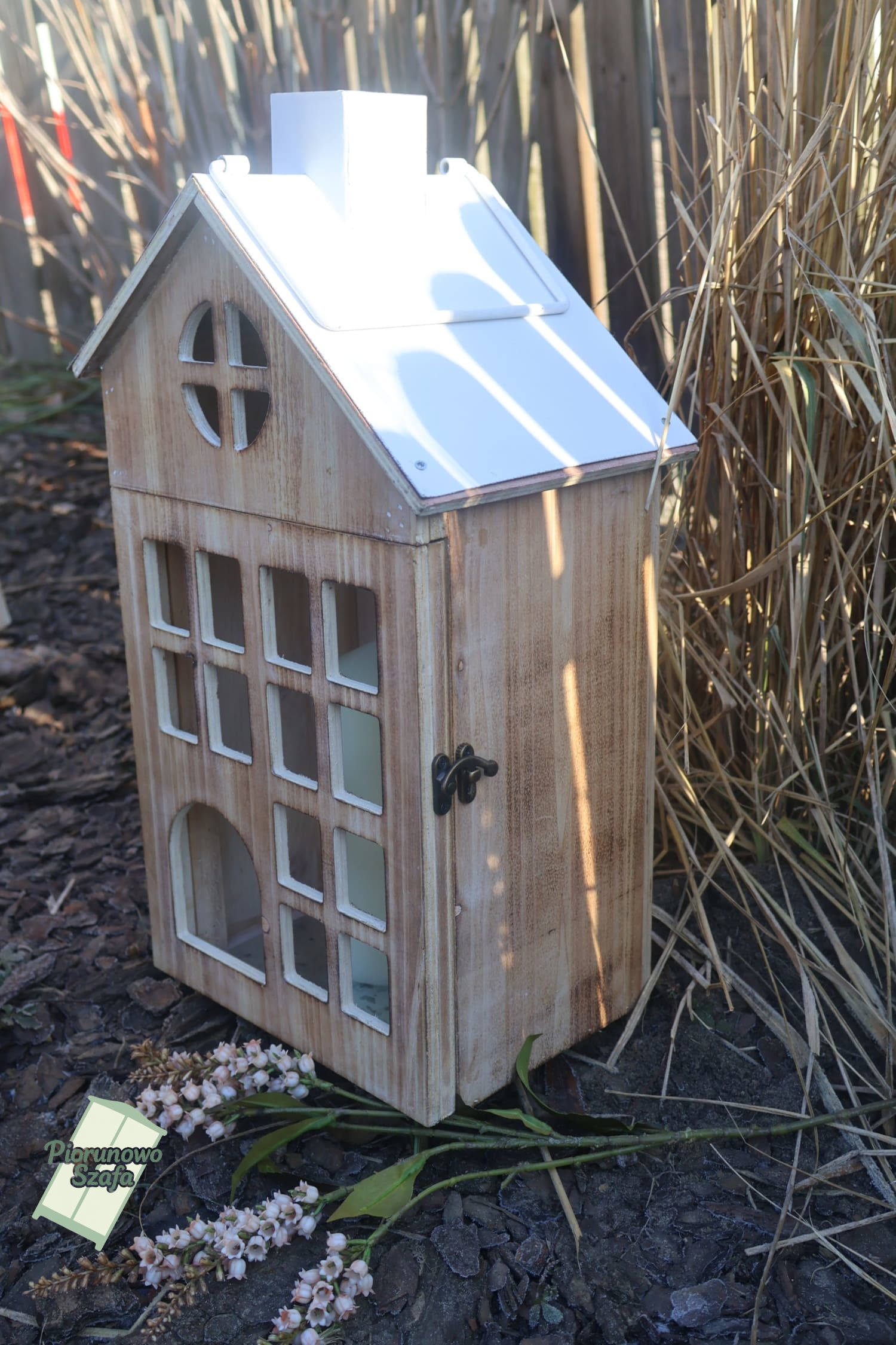 Lampion drewniany domek XL