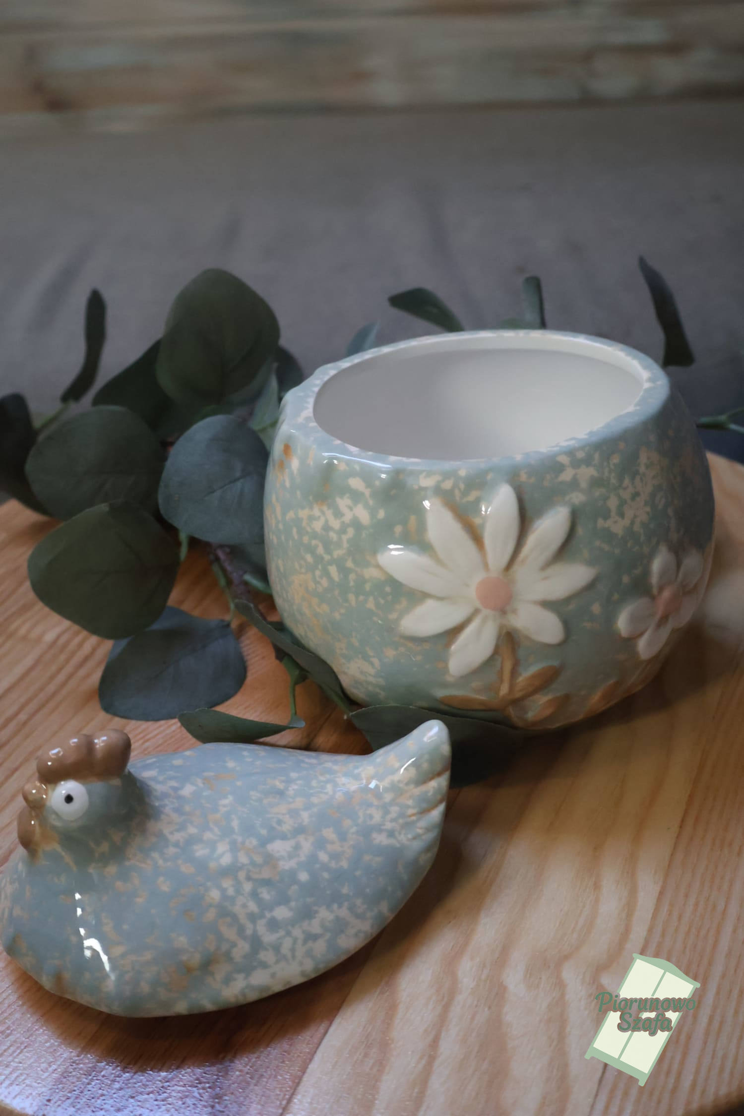 Pojemnik ceramiczny kura okrągła duża