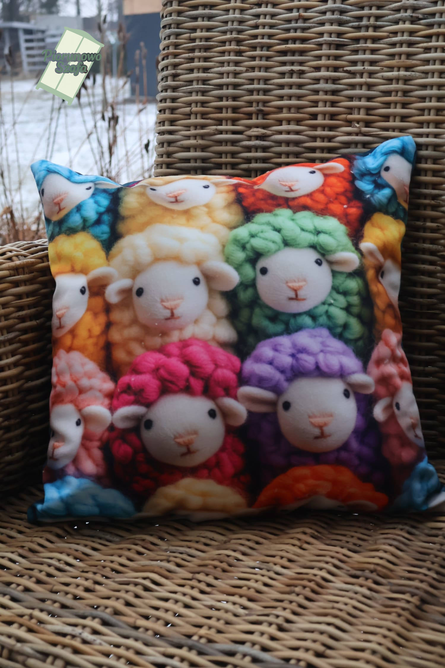 Poduszka dekoracyjna z wypełnieniem, Kolorowe owieczki