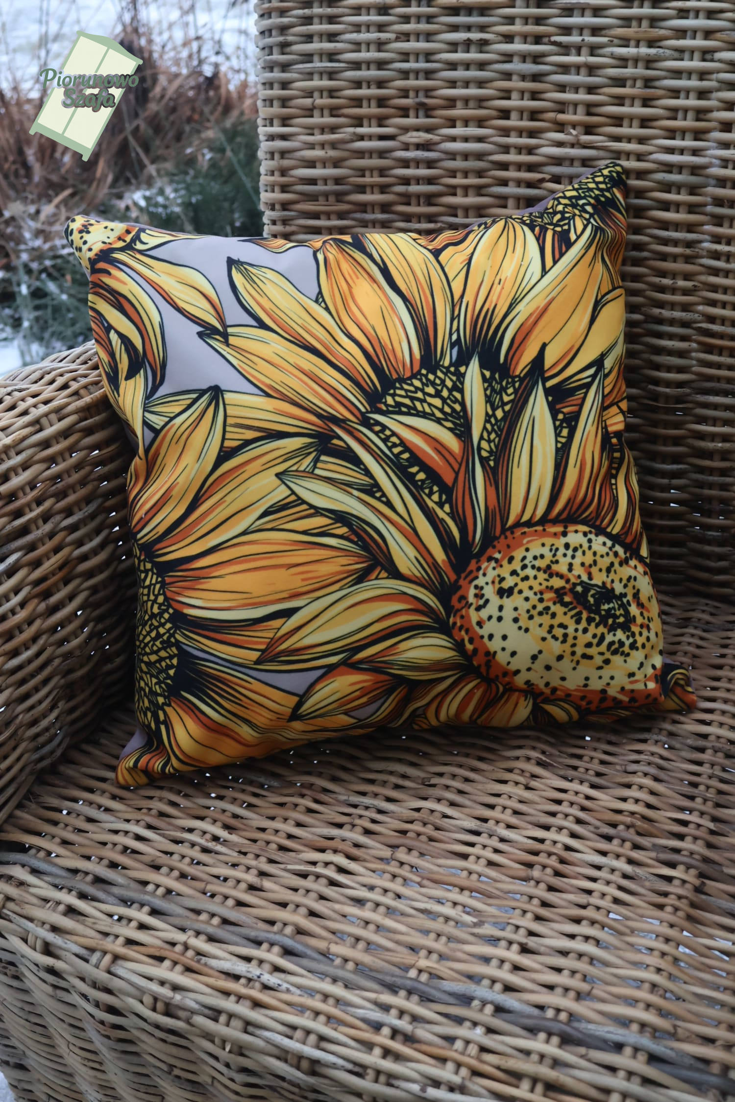 Poduszka dekoracyjna z wypełnieniem, słoneczniki