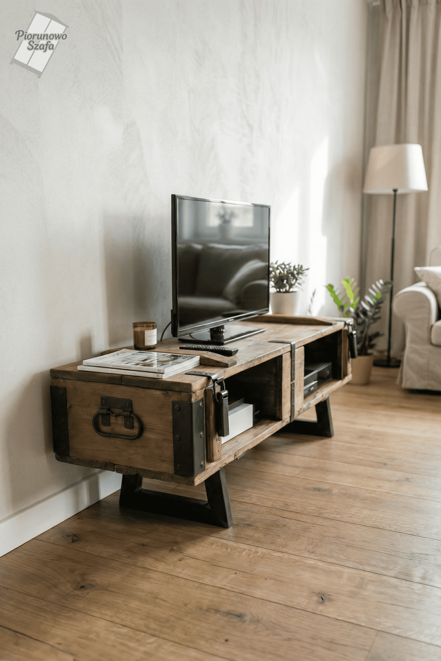 Stolik RTV retro, szafka na TV, konsola retro skrzynia wojskowa