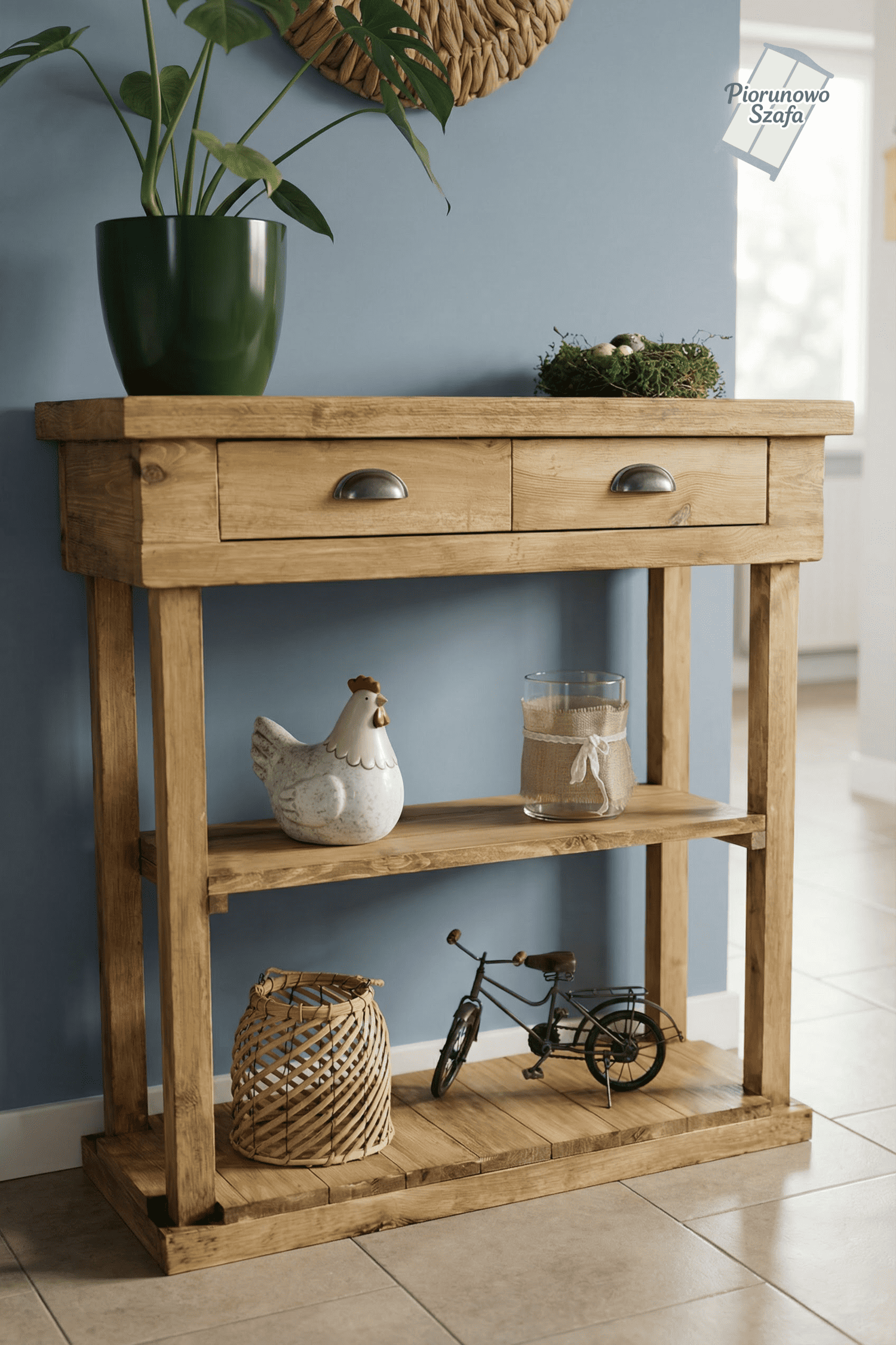 Regał Vintage, retro z 2 szufladami