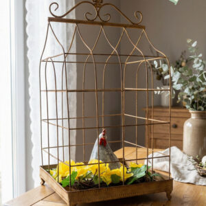 Dekoracyjna klatka metalowa rdzawa duża