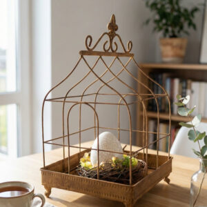 Dekoracyjna klatka metalowa rdzawa mała