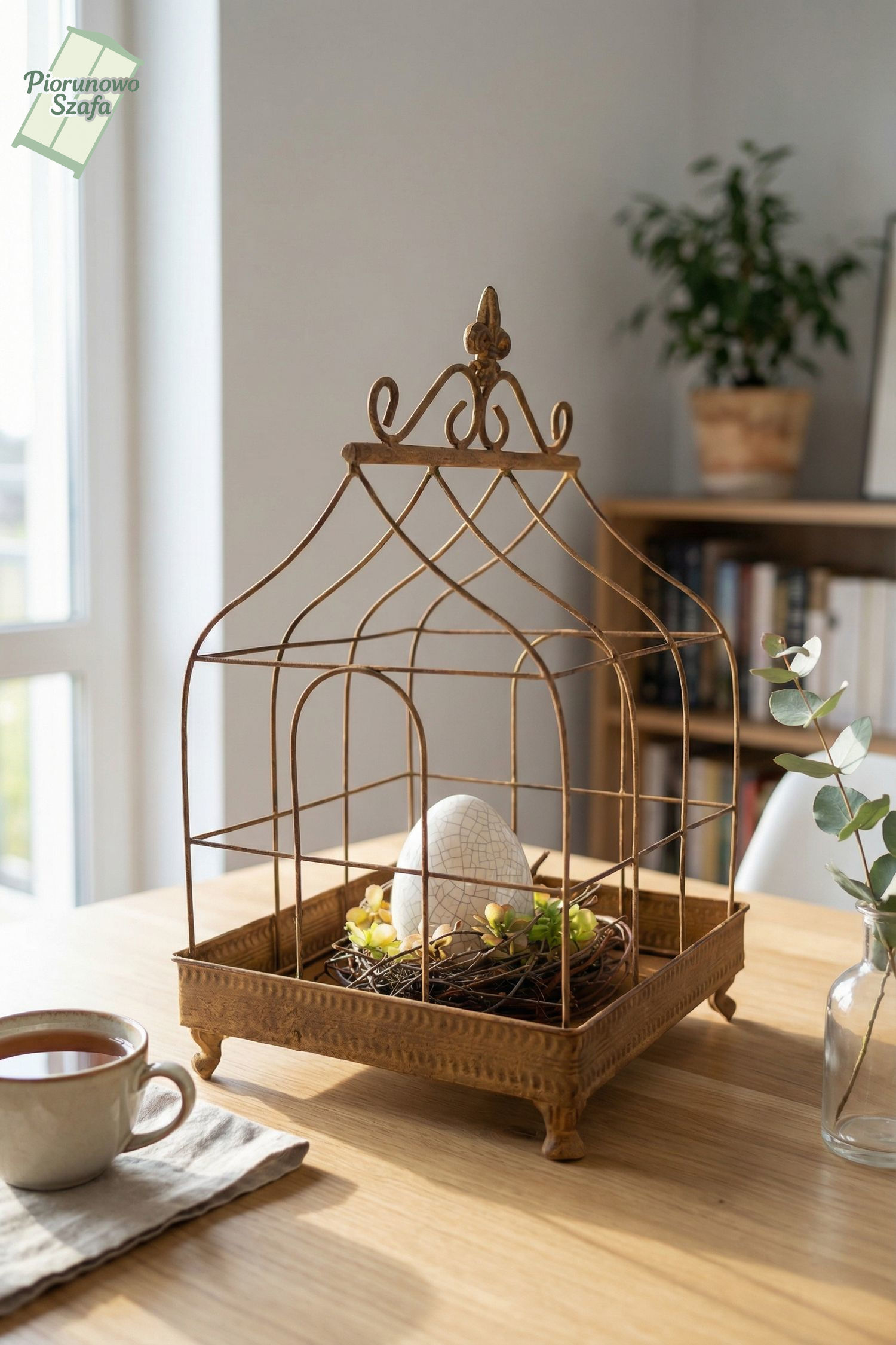 Dekoracyjna klatka metalowa rdzawa mała