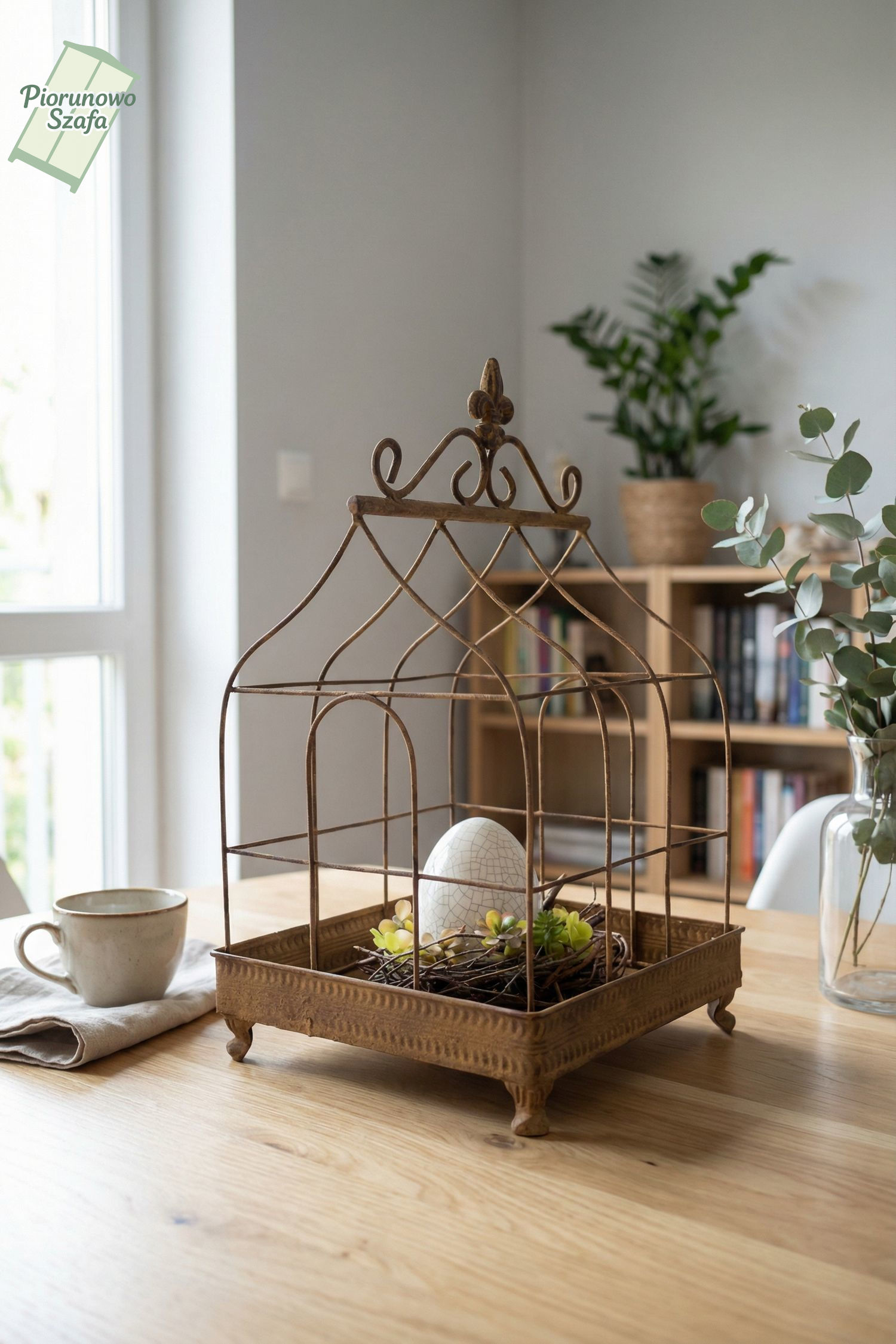 Dekoracyjna klatka metalowa rdzawa mała