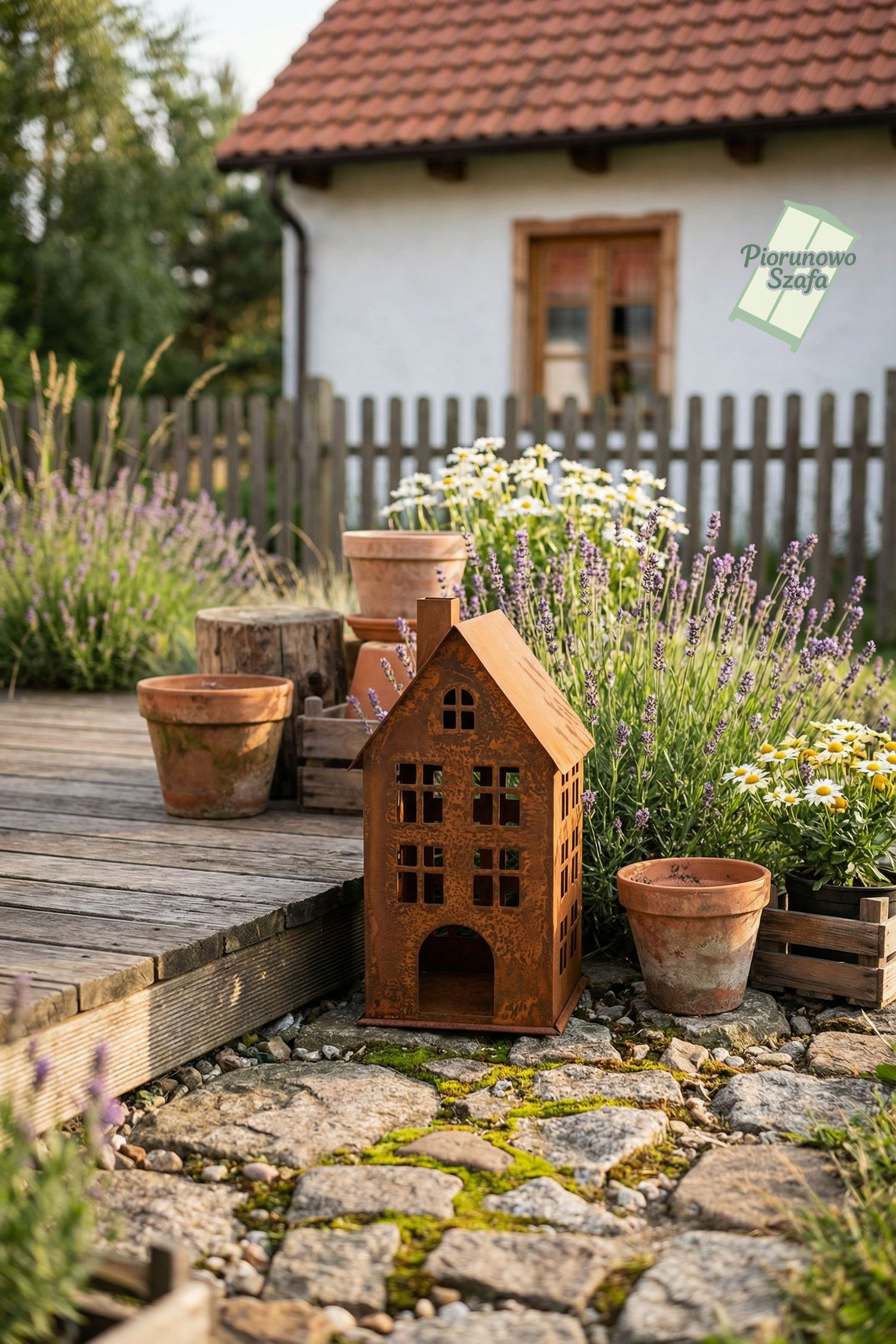 Dekoracyjny domek świecznik na tealighty średni