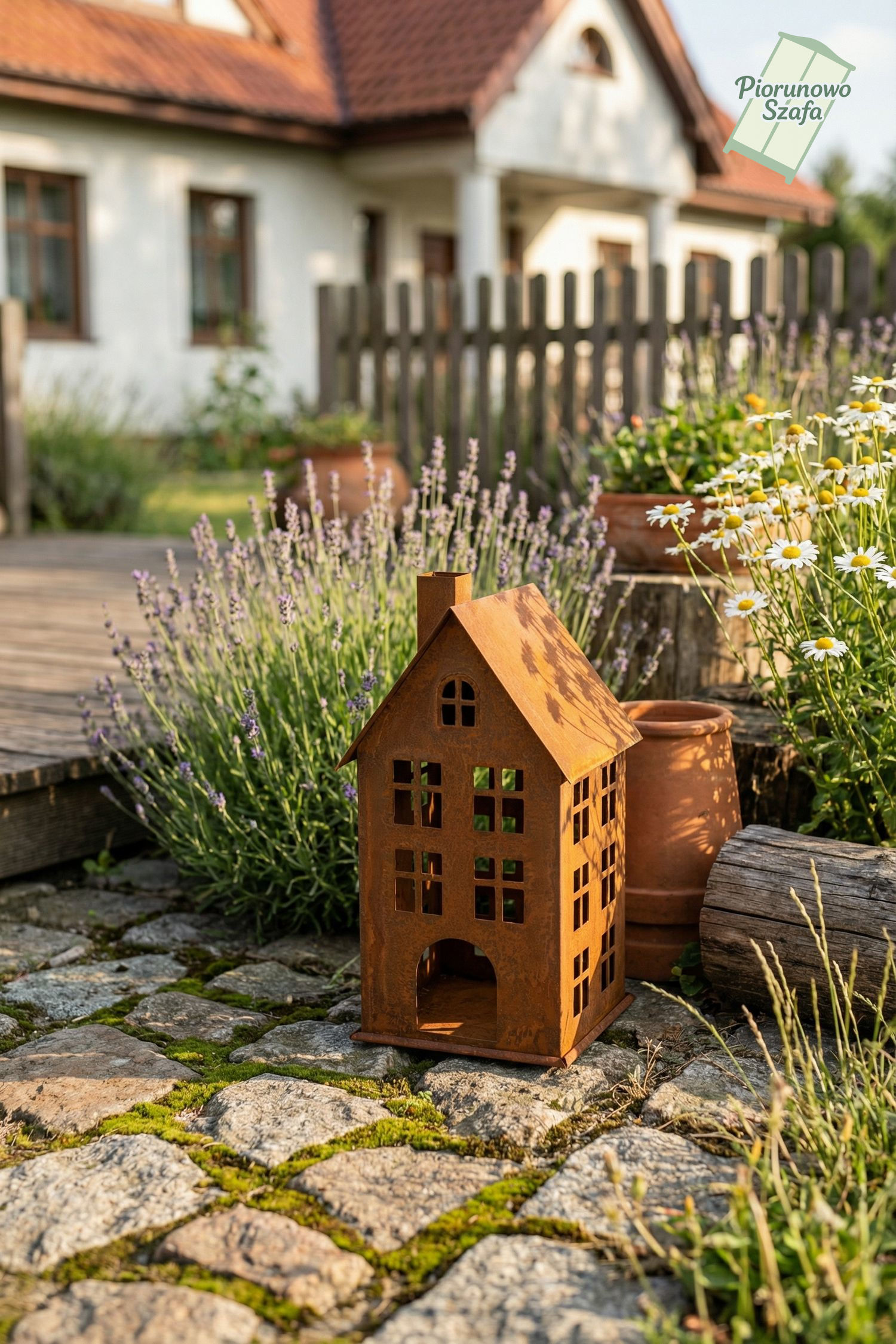 Dekoracyjny domek świecznik na tealighty średni