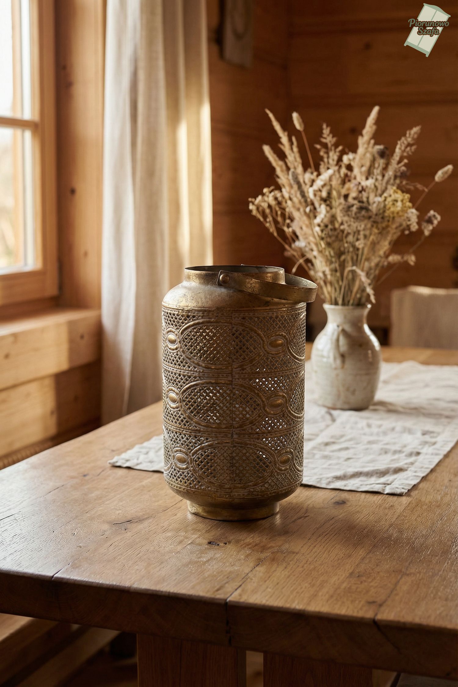 Dekoracyjny lampion metalowy w stylu vintage