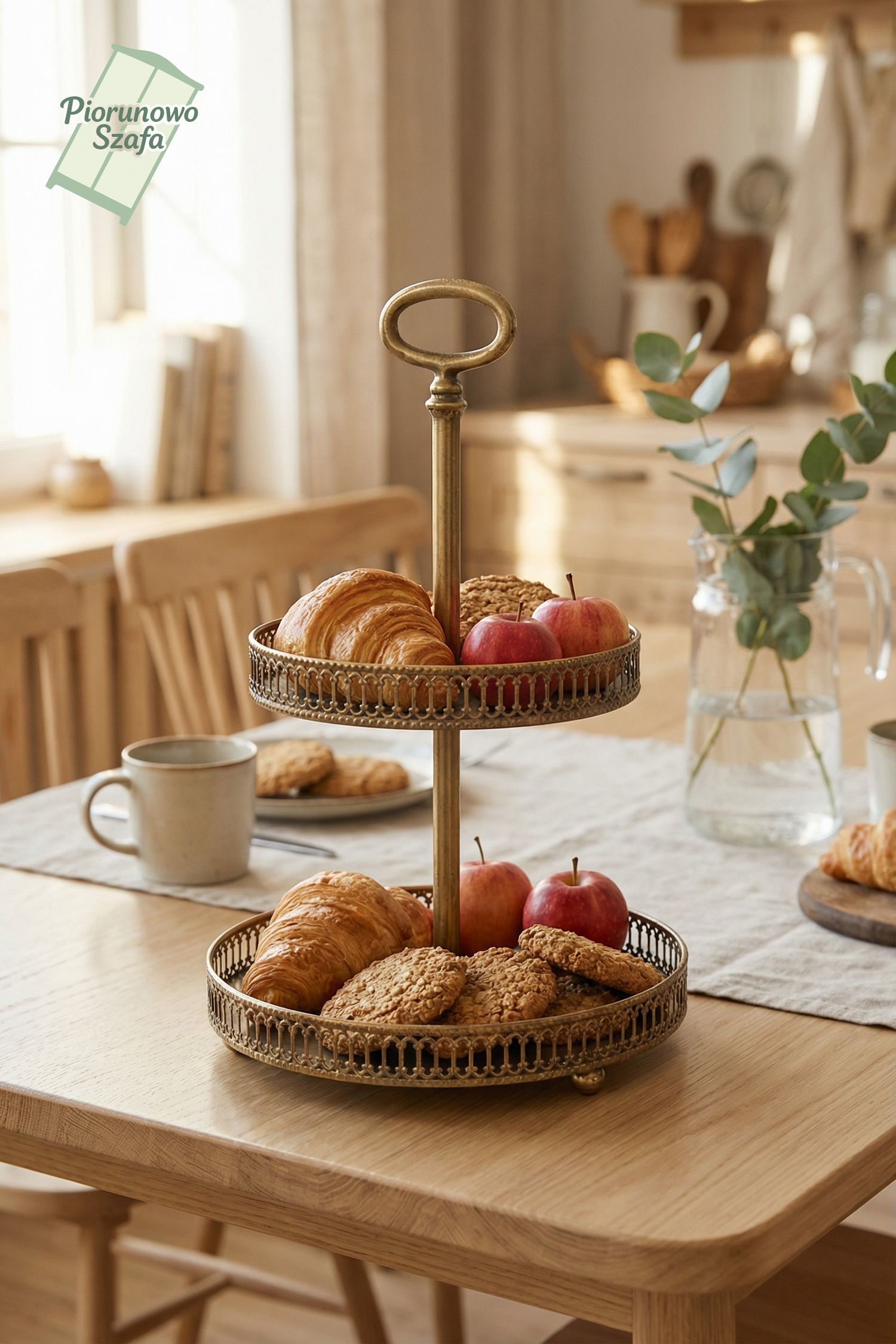 Dwupoziomowa patera w stylu vintage – złota elegancja