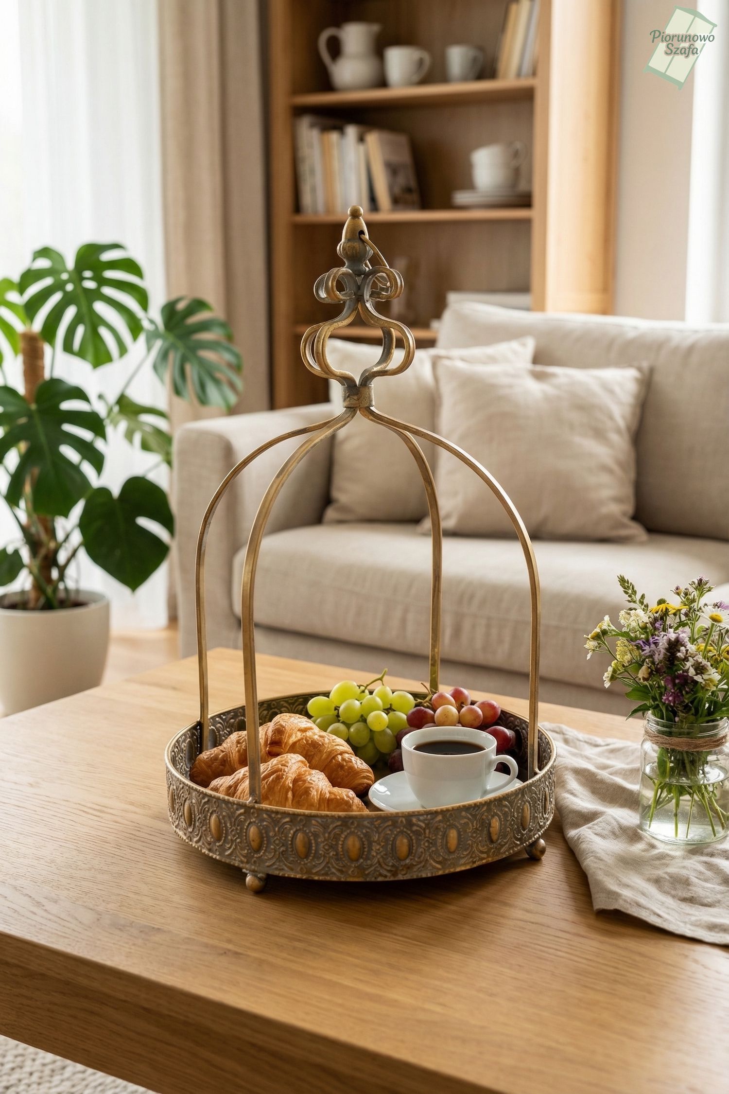 Elegancki świecznik w stylu vintage z koroną – duży