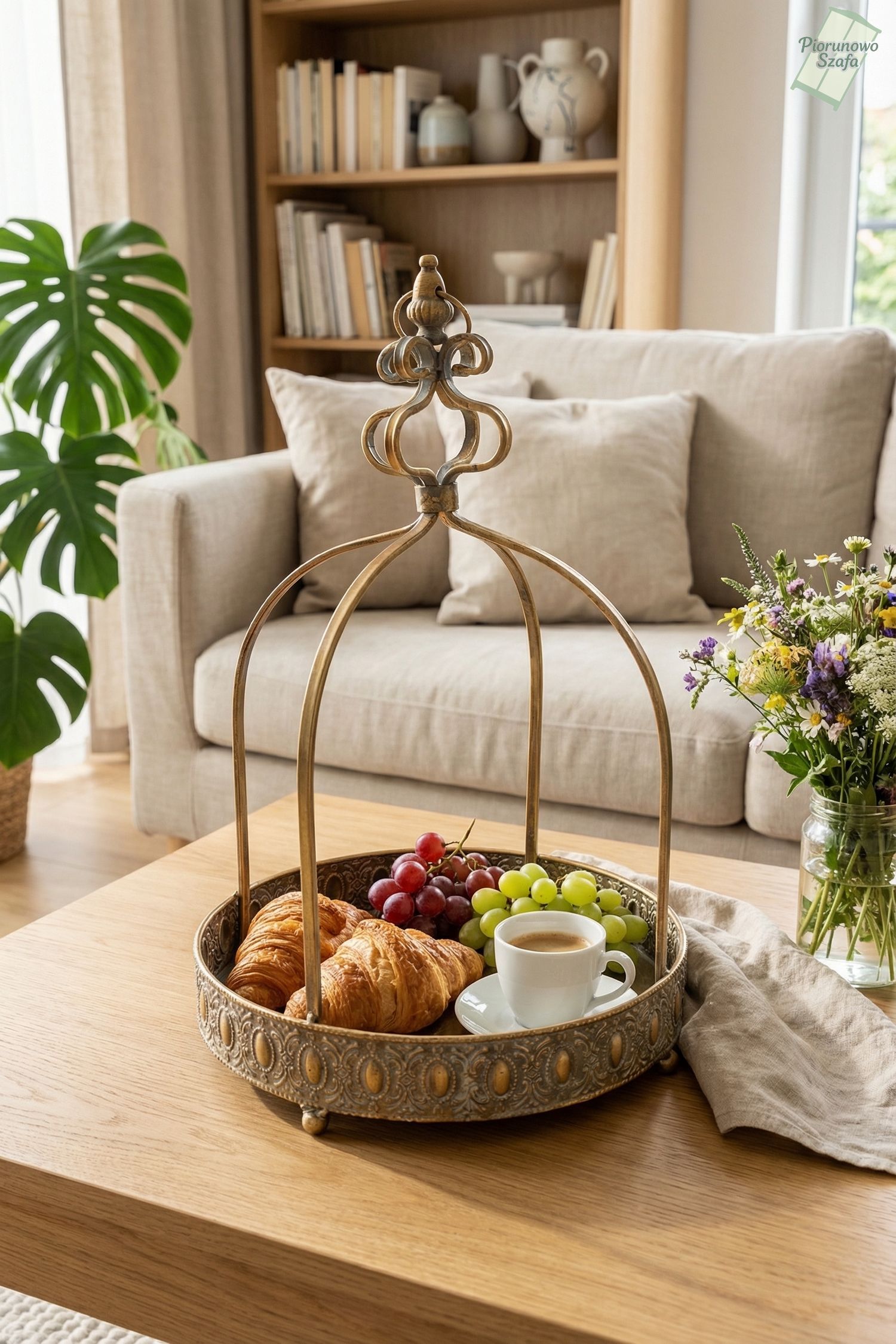 Elegancki świecznik w stylu vintage z koroną – duży