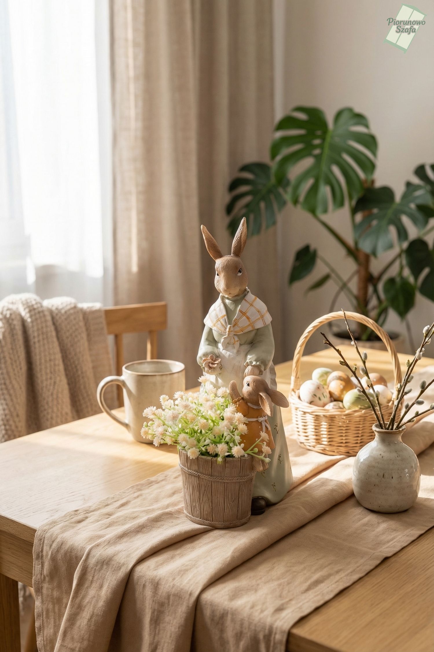 Figurka Pani królik z kwiatami