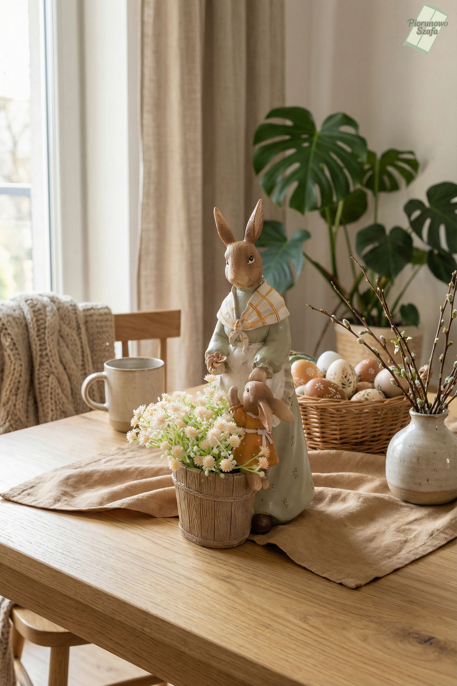 Figurka Pani królik z kwiatami