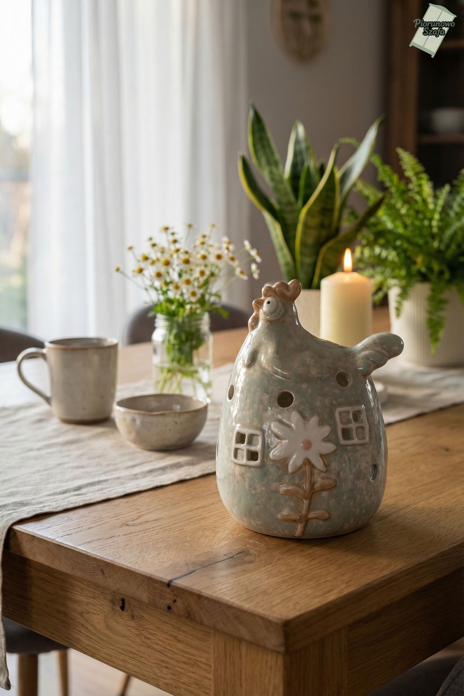 Figurka ceramiczna kura na Tea light