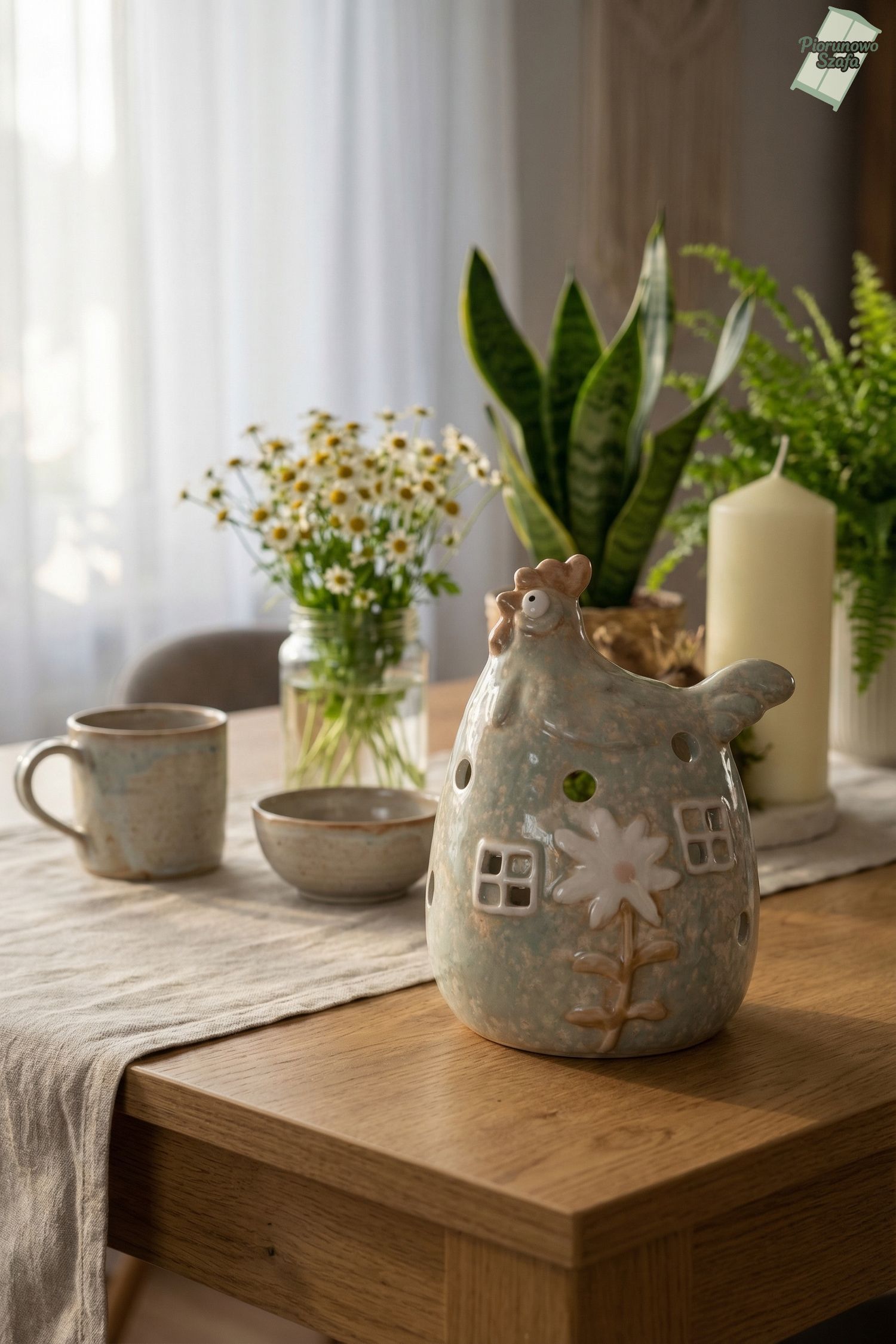 Figurka ceramiczna kura na Tea light
