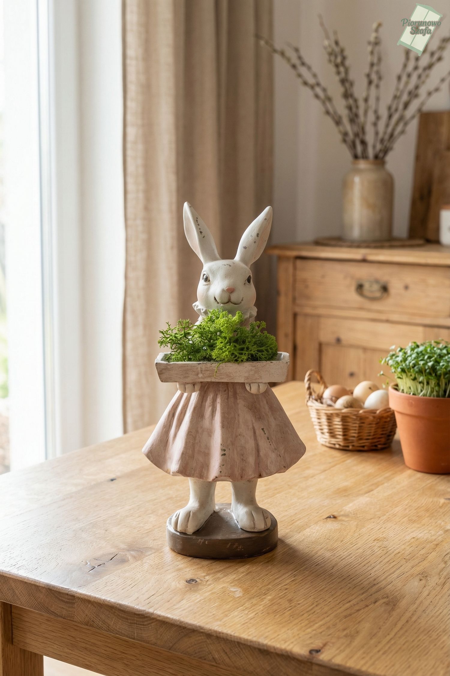Figurka dekoracja ozdoba królik z tacą