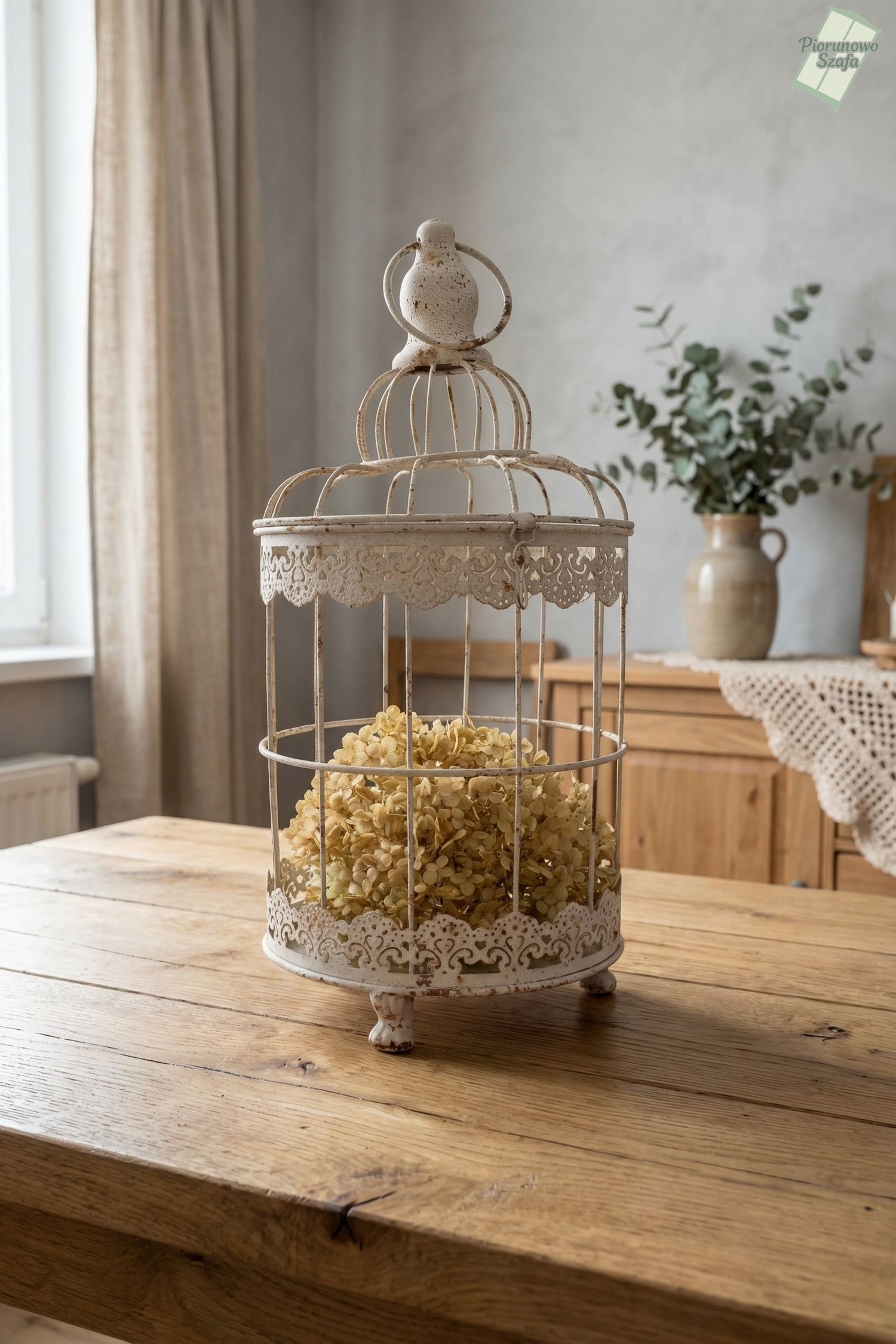 Klatka prowansalska dekoracyjna biała postarzana mała
