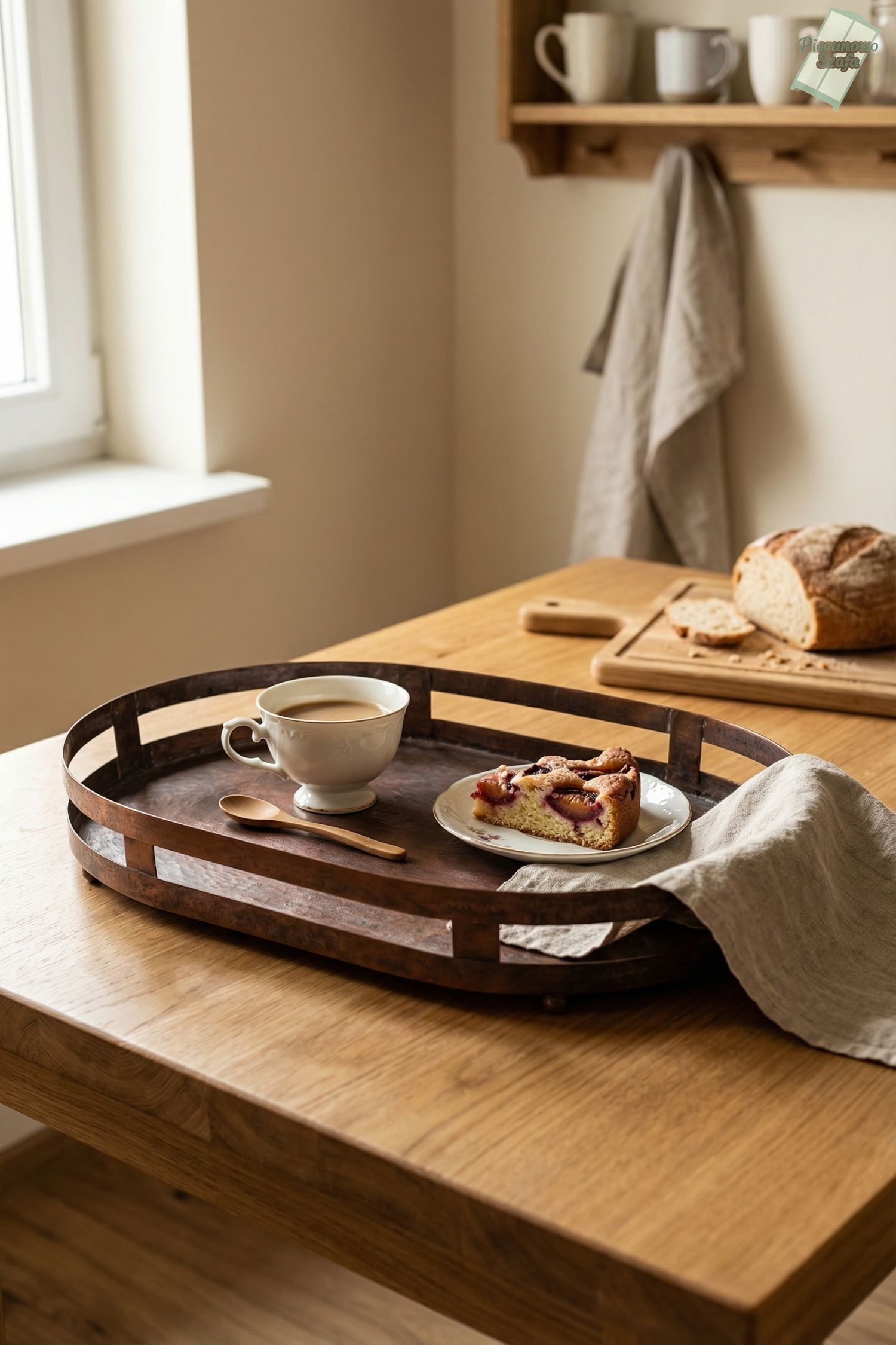 Metalowa taca w stylu vintage miedziana mała