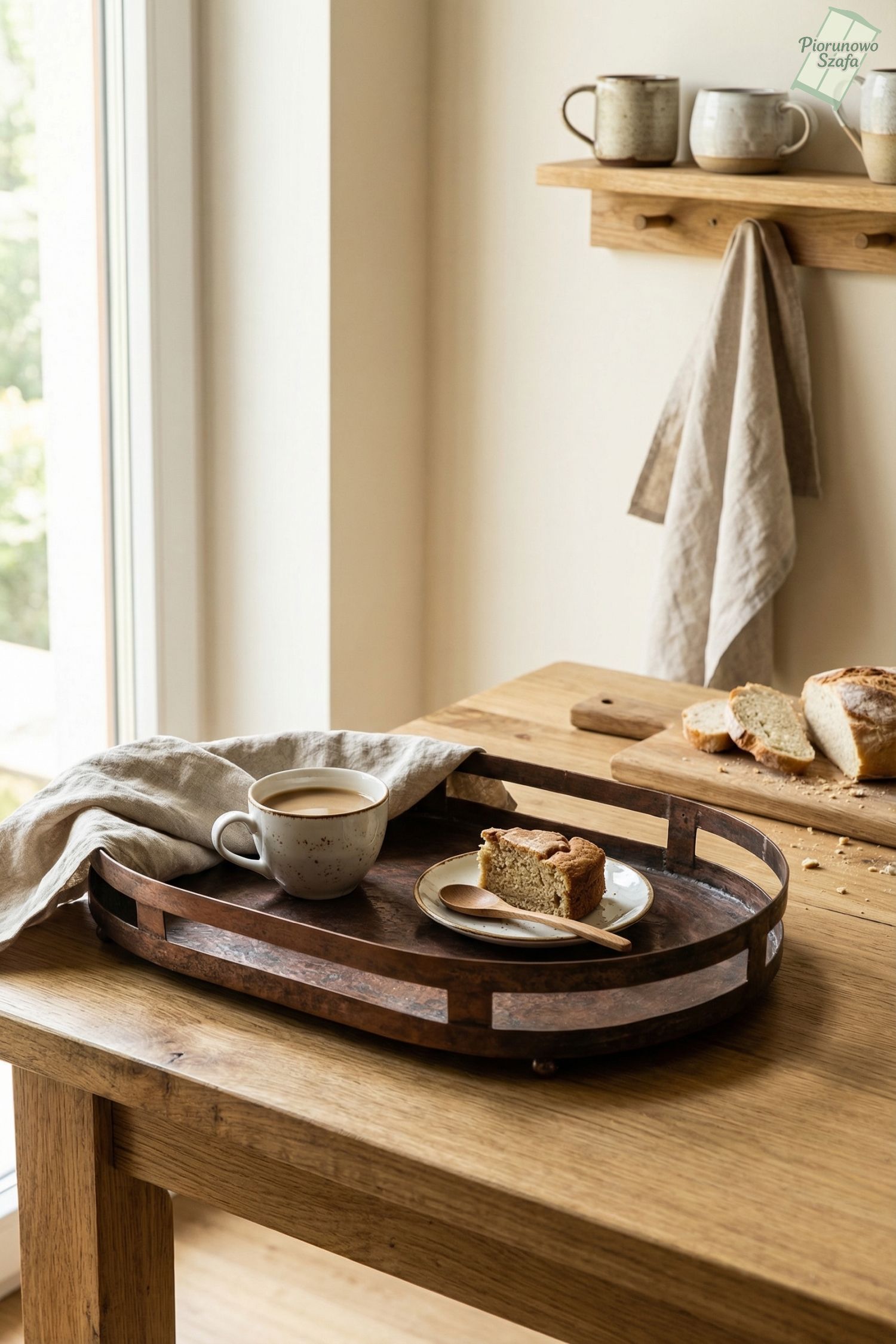 Metalowa taca w stylu vintage miedziana mała