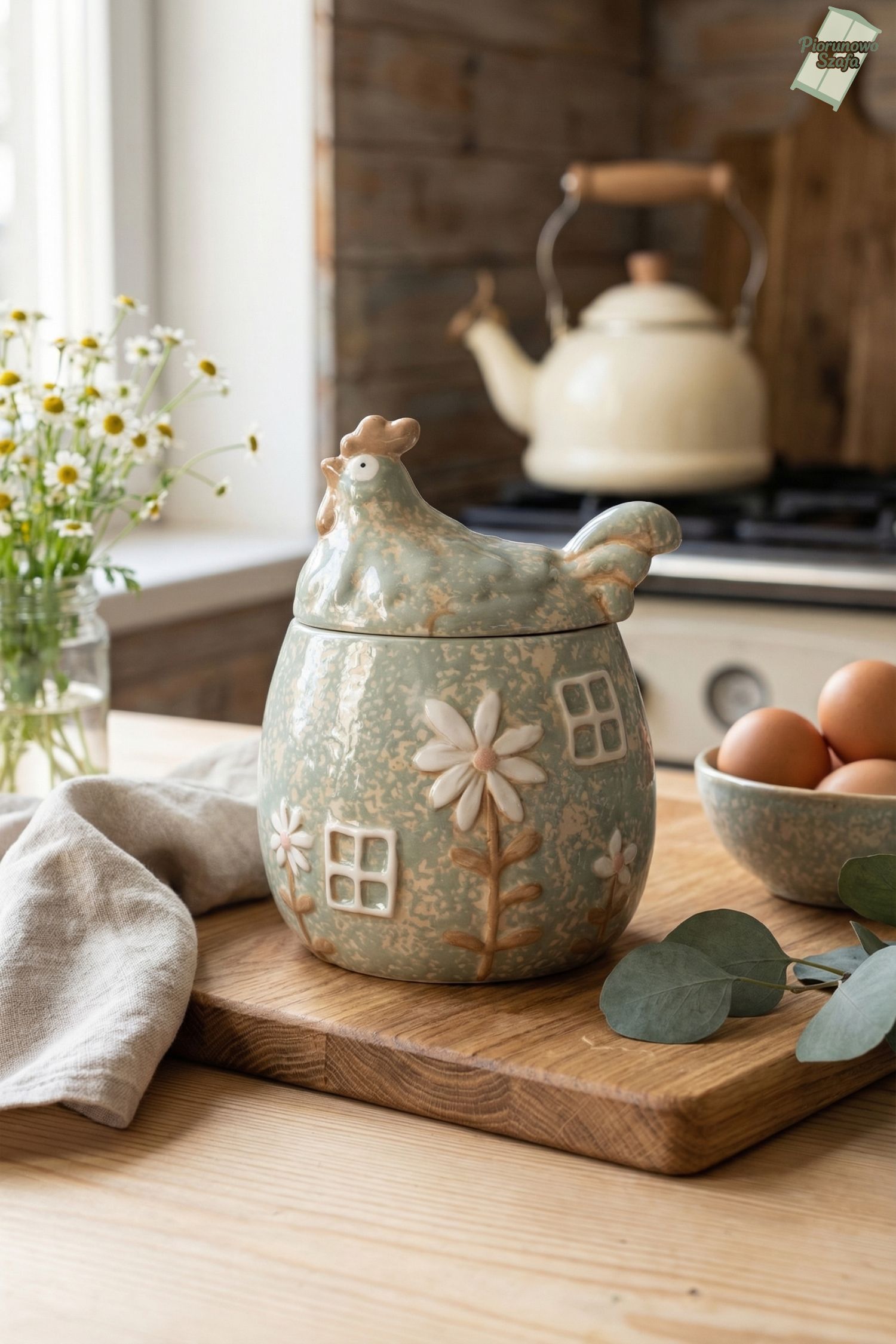 Pojemnik ceramiczny kura okrągła duża