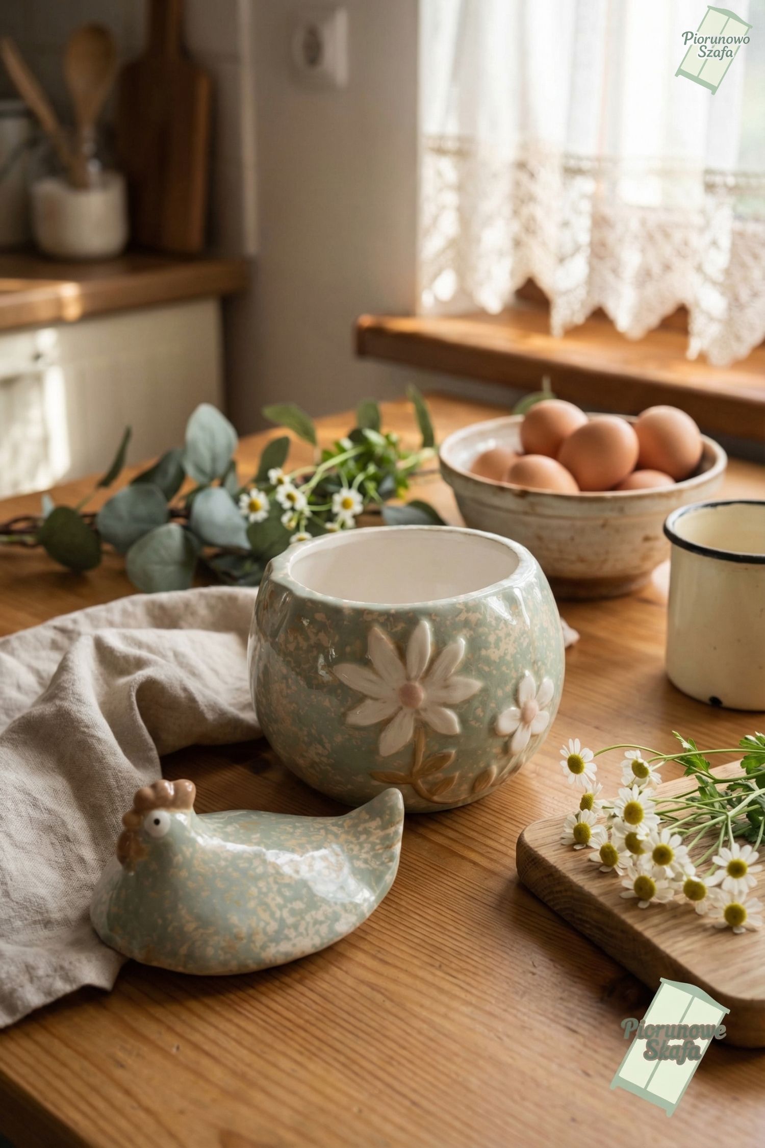 Pojemnik ceramiczny kura okrągły mały
