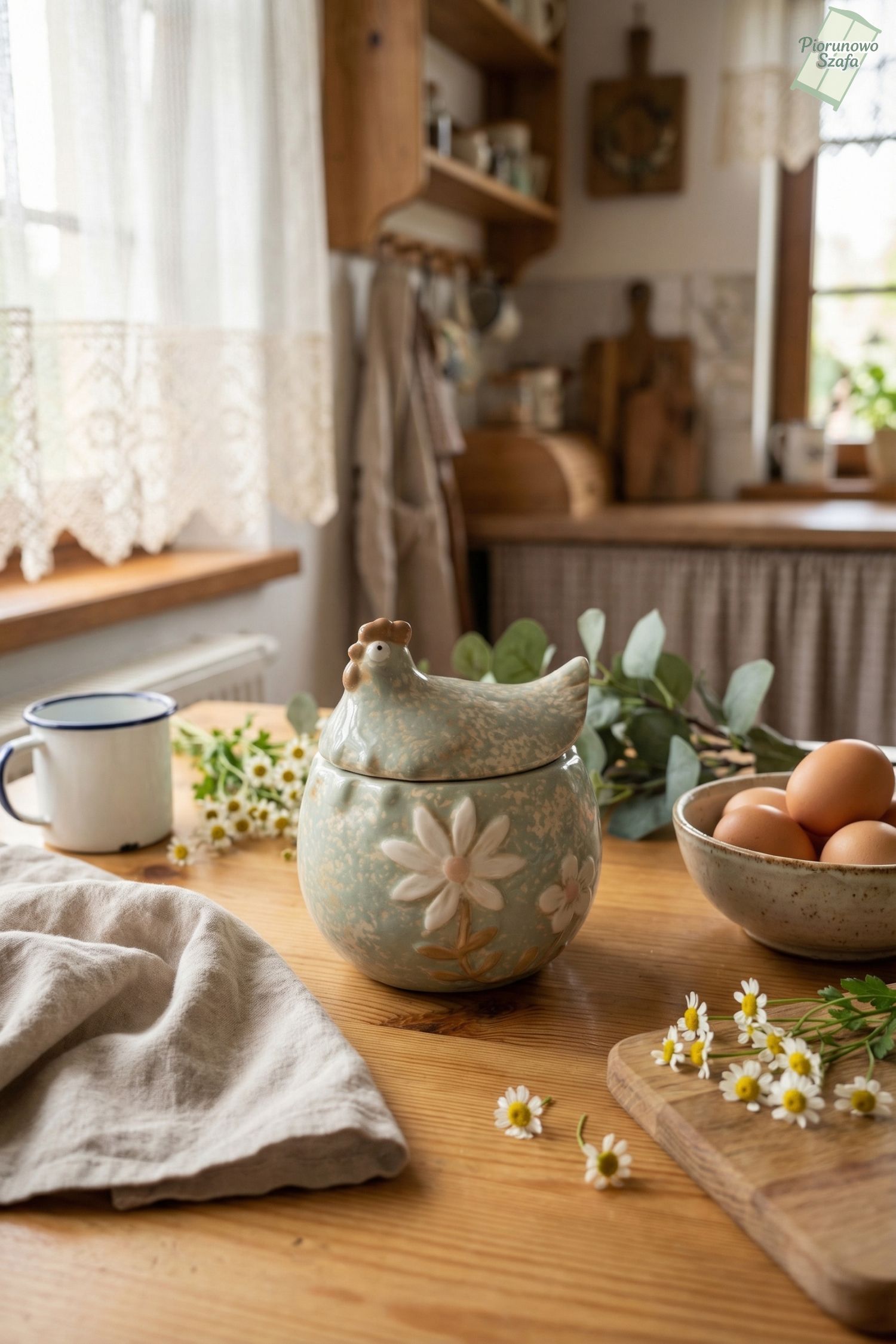 Pojemnik ceramiczny kura okrągły mały