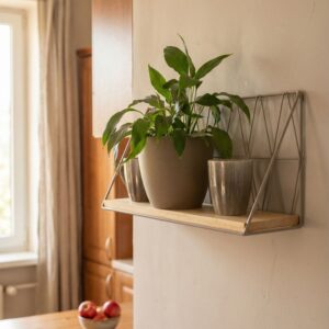 Półka wisząca loft drut i drewno beżowa