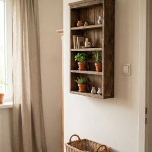Rustykalna brązowa półka ścienna – styl vintage