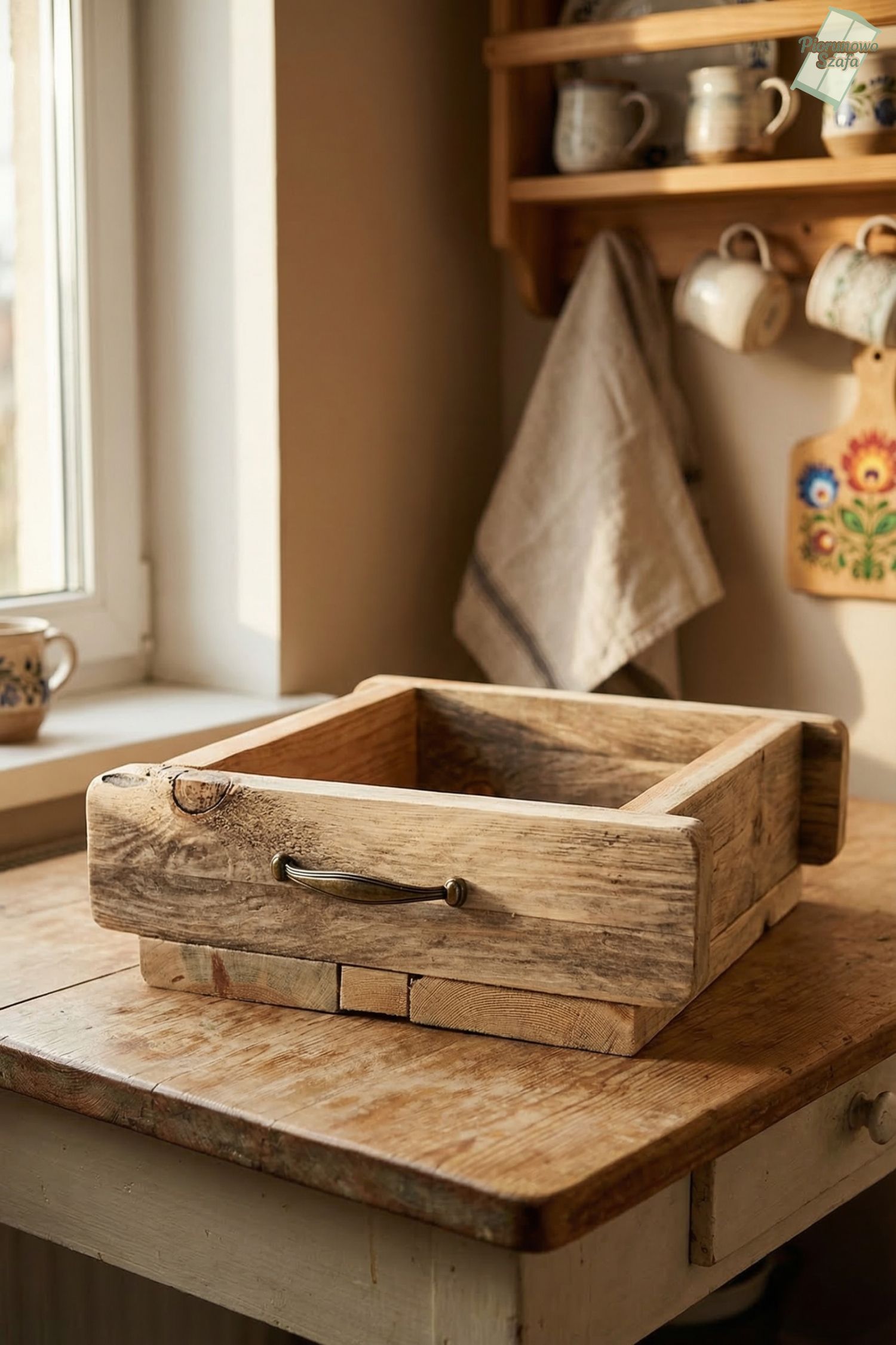 Szuflada kwietnik stare drewno